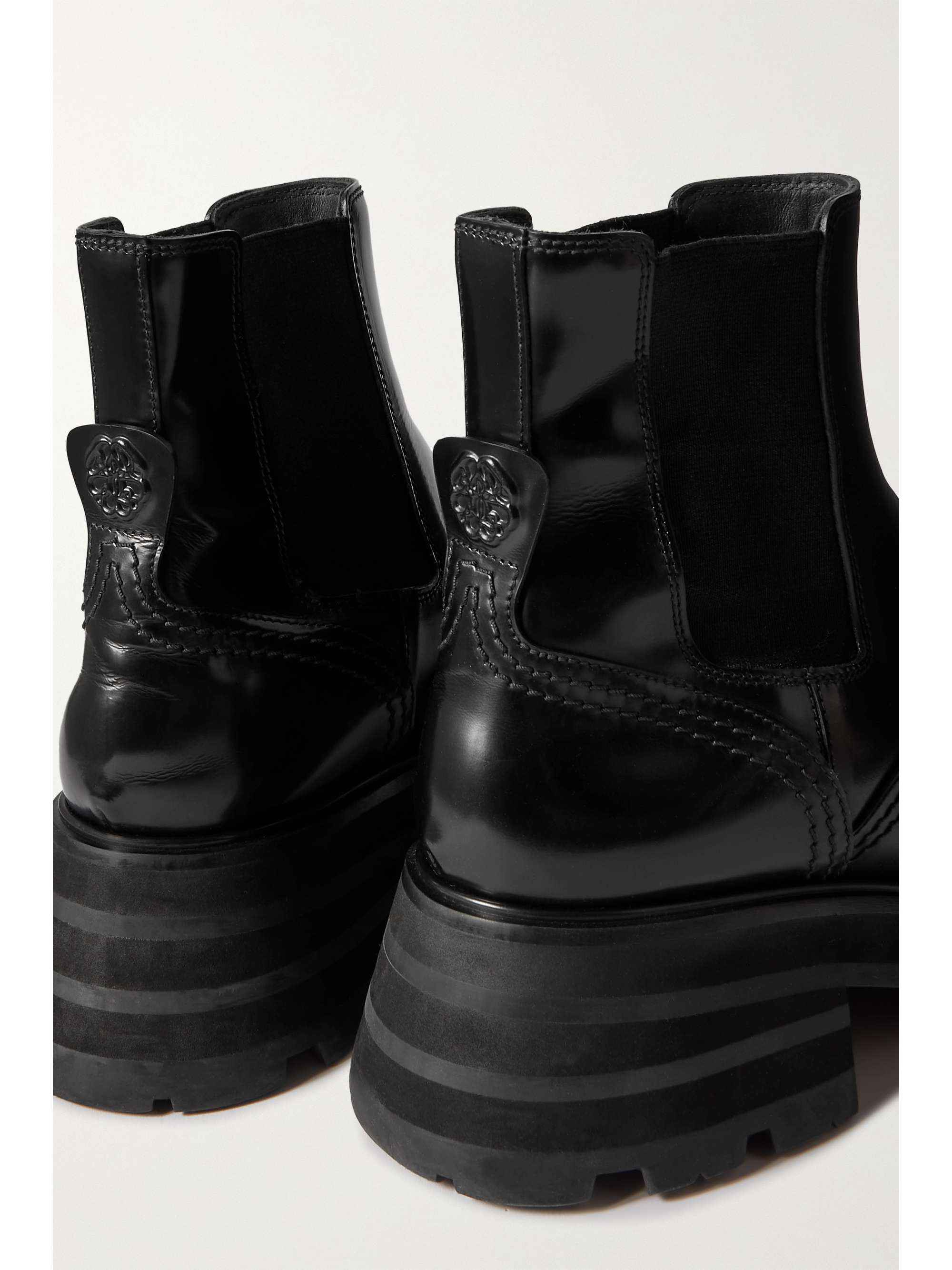 ALEXANDER MCQUEEN Glossed-leather exaggerated-sole Chelsea boots