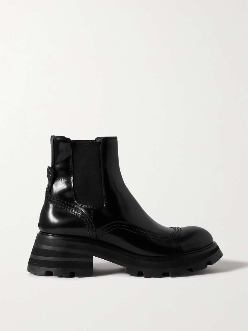 McQueen Glossed-leather Exaggerated-sole Chelsea Boots