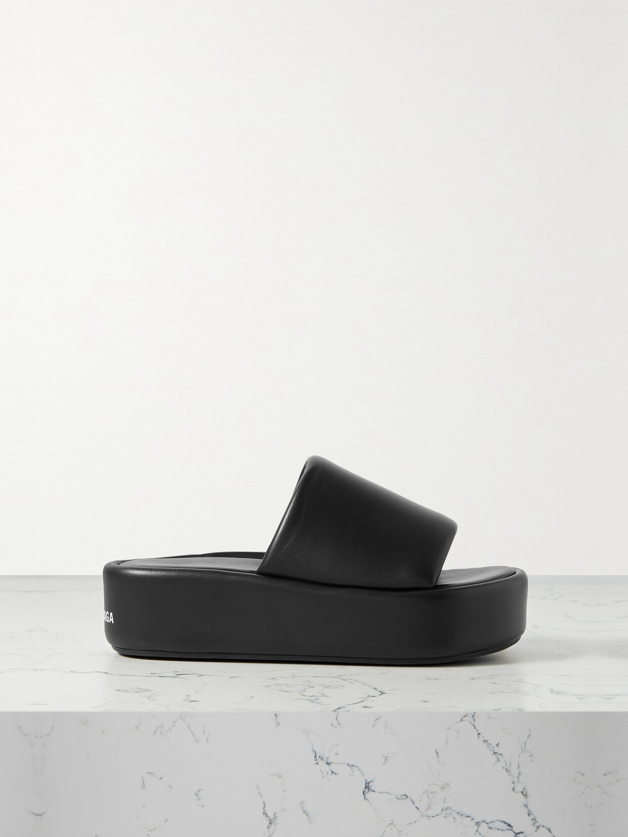 Balenciaga Rise Logo-print Leather Platform Slides In Black