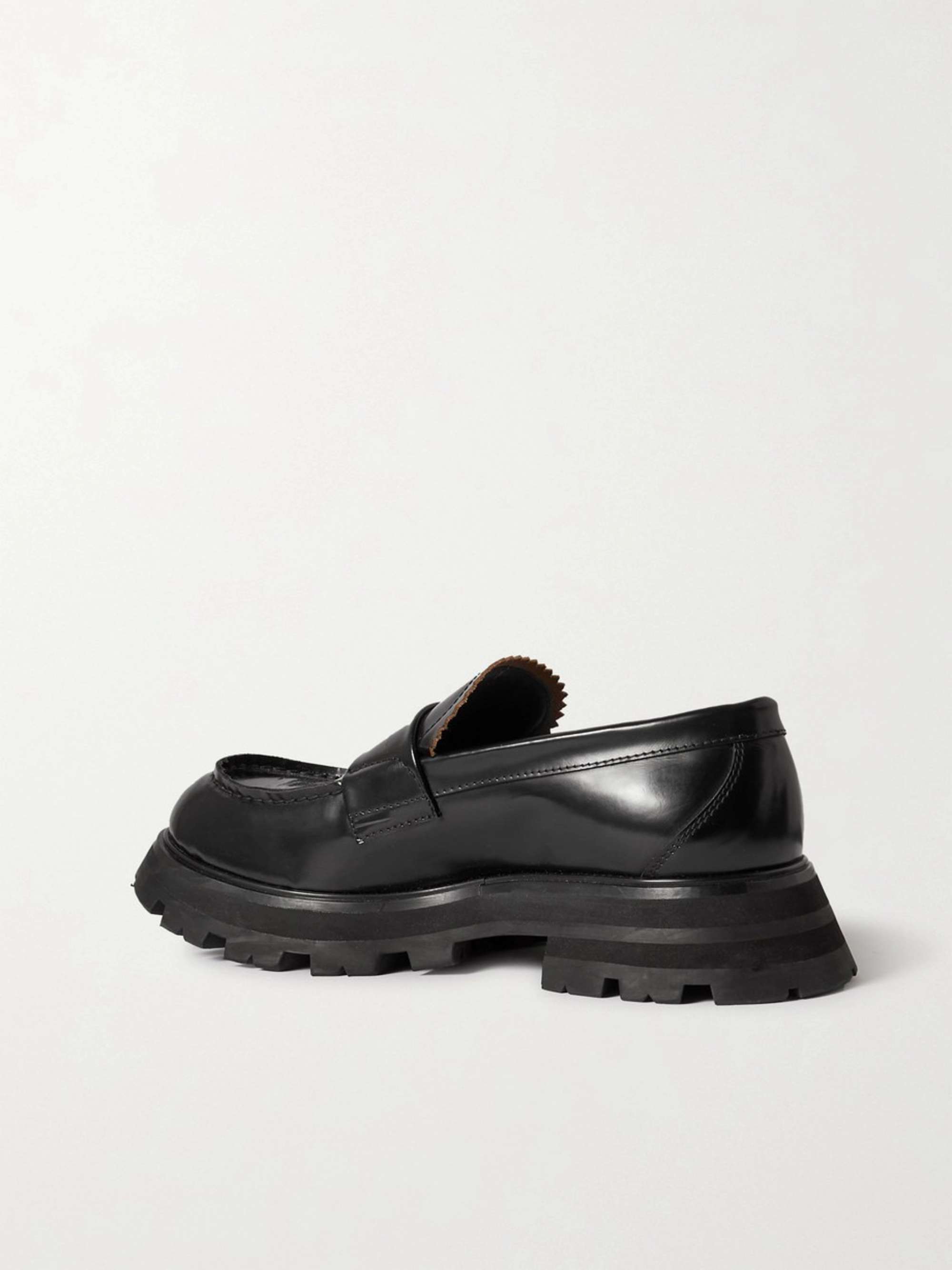 ALEXANDER MCQUEEN Glossed-leather exaggerated-sole loafers