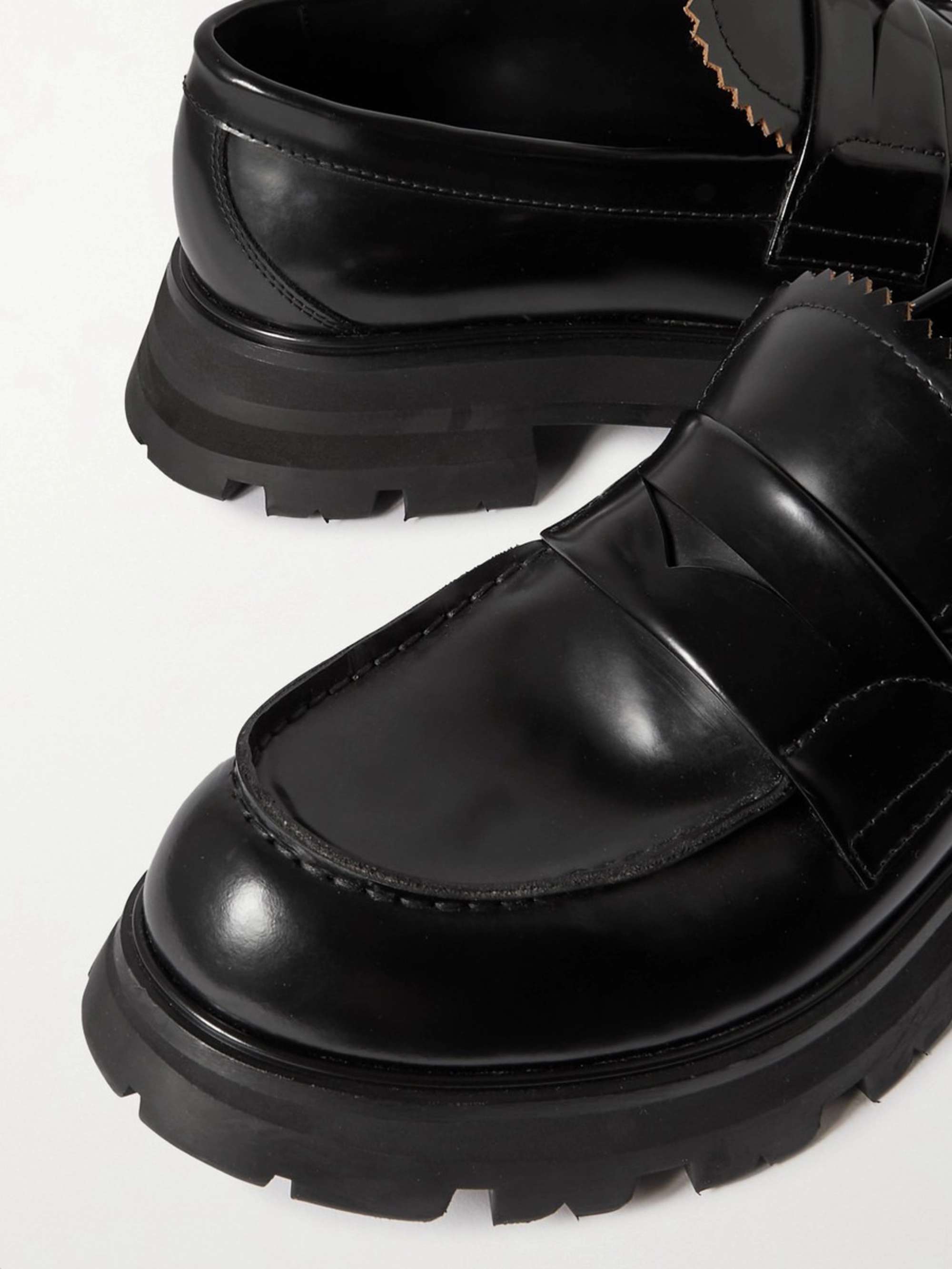 ALEXANDER MCQUEEN Glossed-leather exaggerated-sole loafers
