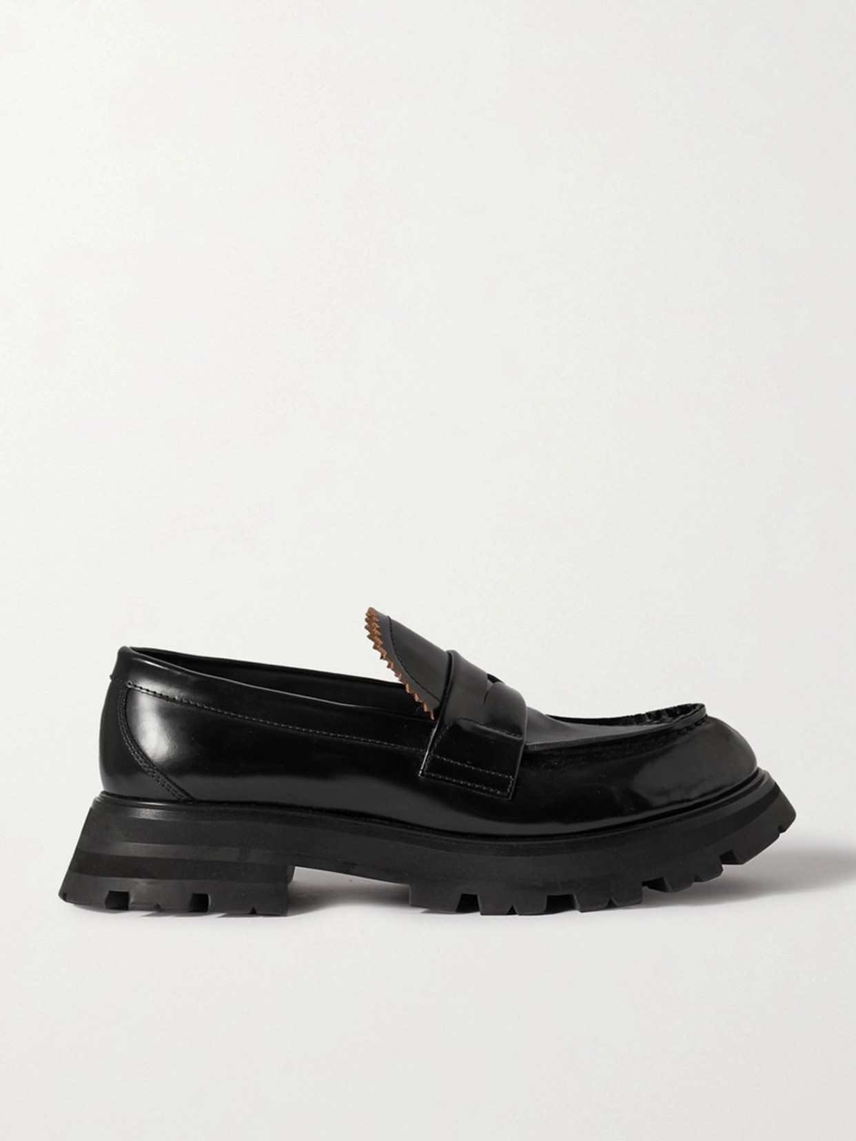 Alexander Mcqueen Glossed-leather Exaggerated-sole Loafers In Black