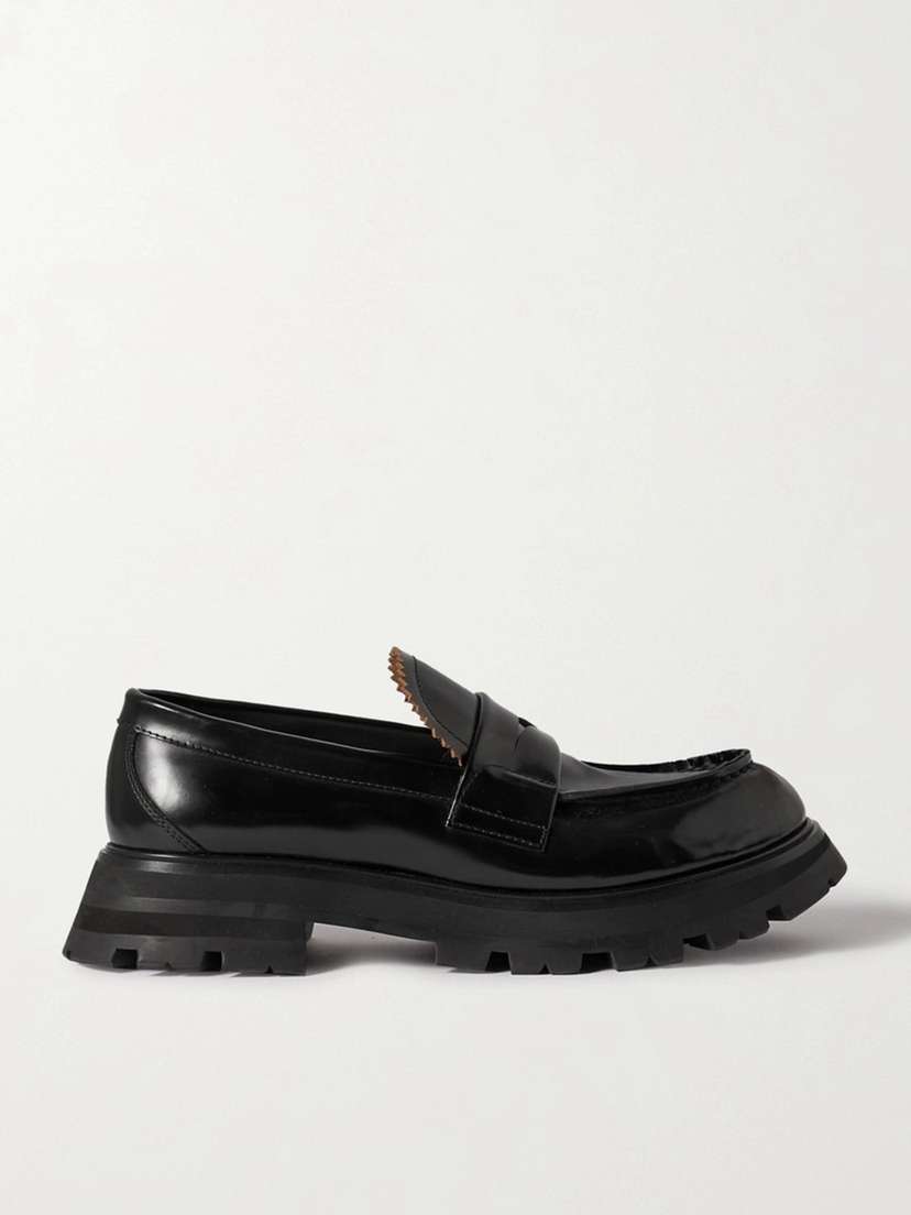 McQueen Glossed-leather Exaggerated-sole Loafers