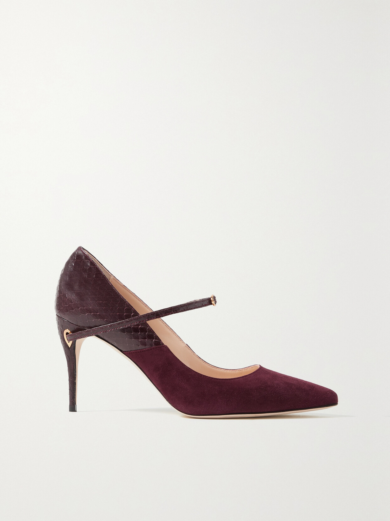Jennifer Chamandi Lorenzo 85 Elaphe And Suede Pumps - Burgundy