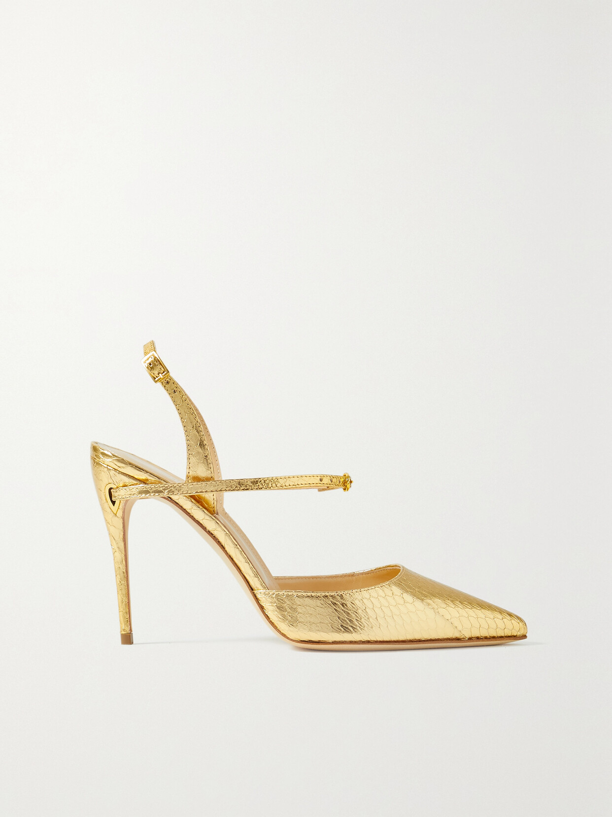 Jennifer Chamandi - Vittorio 105 Metallic Elaphe Slingback Pumps - Gold
