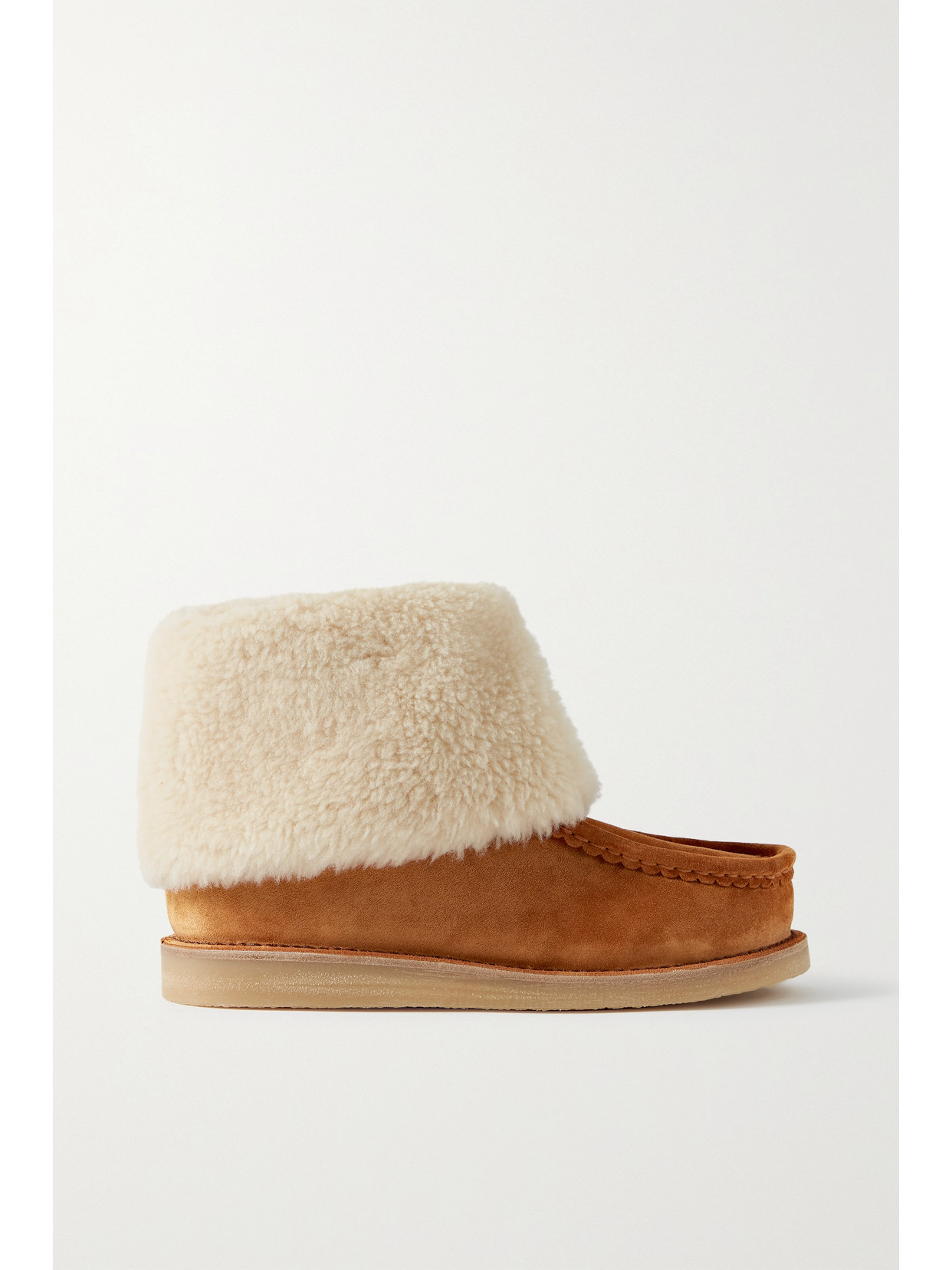 CHLOÉ JESSIE SHEARLING-LINED SUEDE ANKLE BOOTS