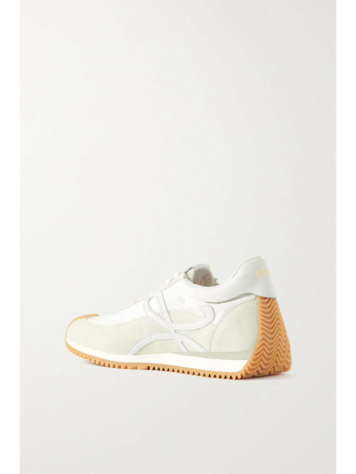 Shop Loewe Flow Logo-appliquéd Shell, Leather And Suede Sneakers In White