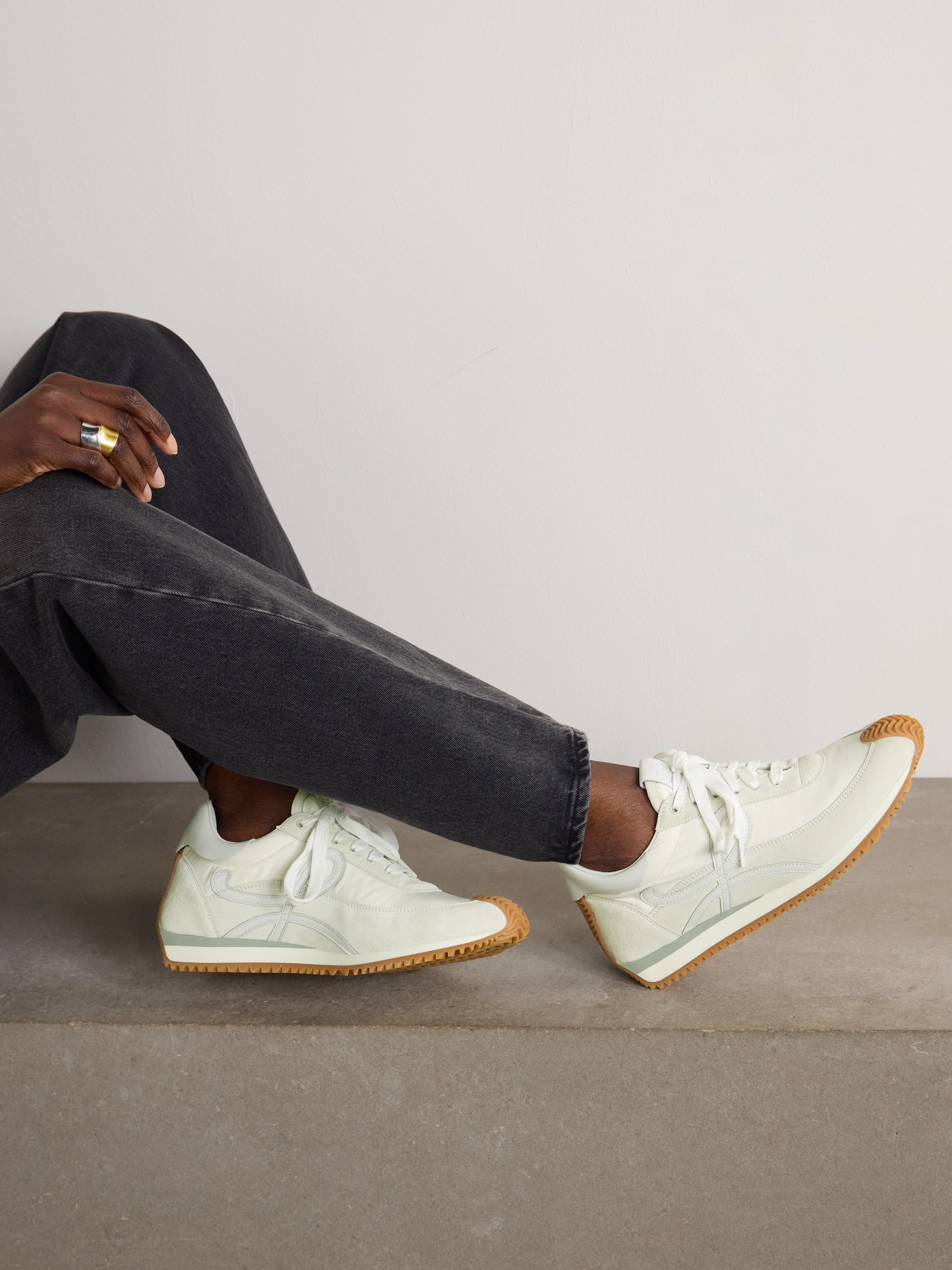 Loewe Flow logo-appliquéd shell, leather and suede sneakers thumbnail