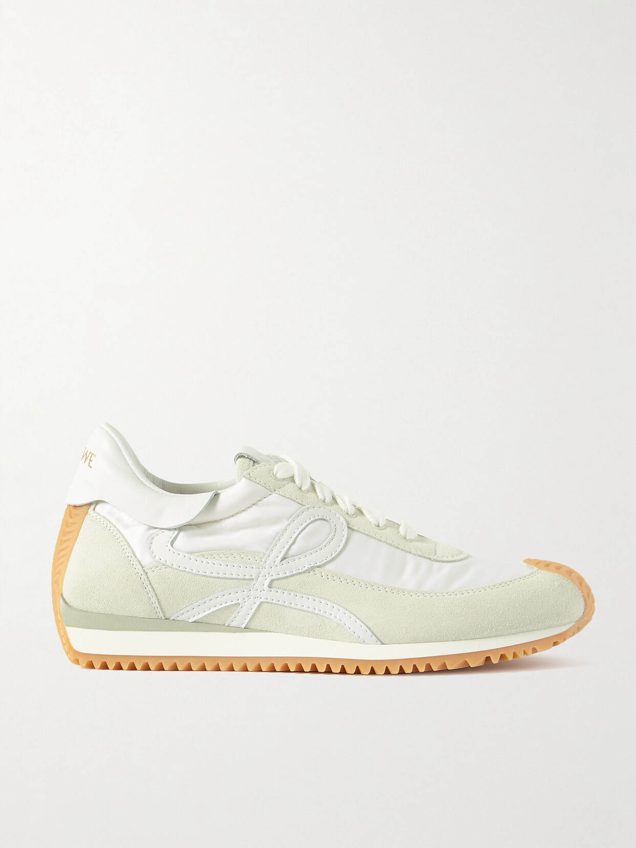 Shop Loewe Flow Logo-appliquéd Shell, Leather And Suede Sneakers In White