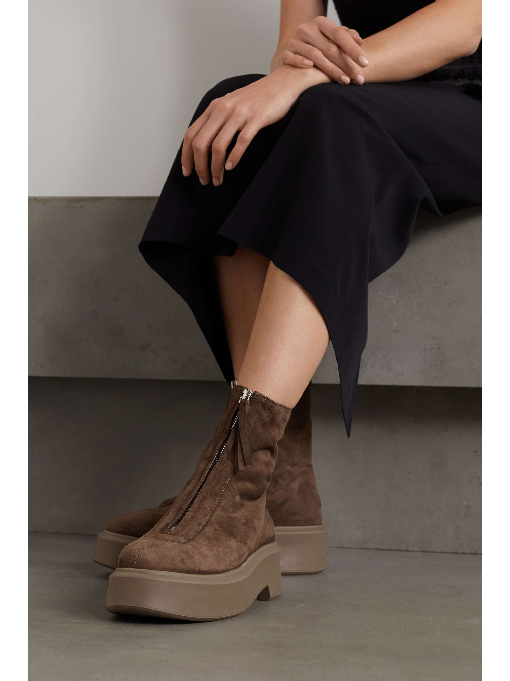the row textured nubuck platform ankle boots