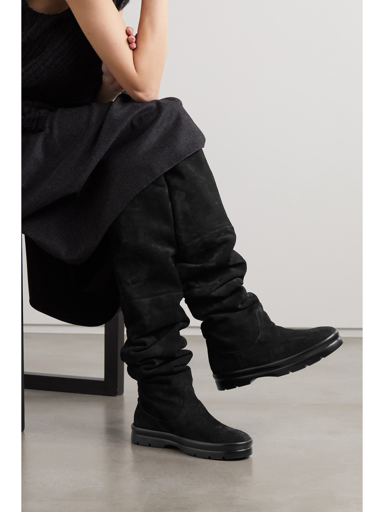 The Row Billie Suede Over-the-knee Boots In Black
