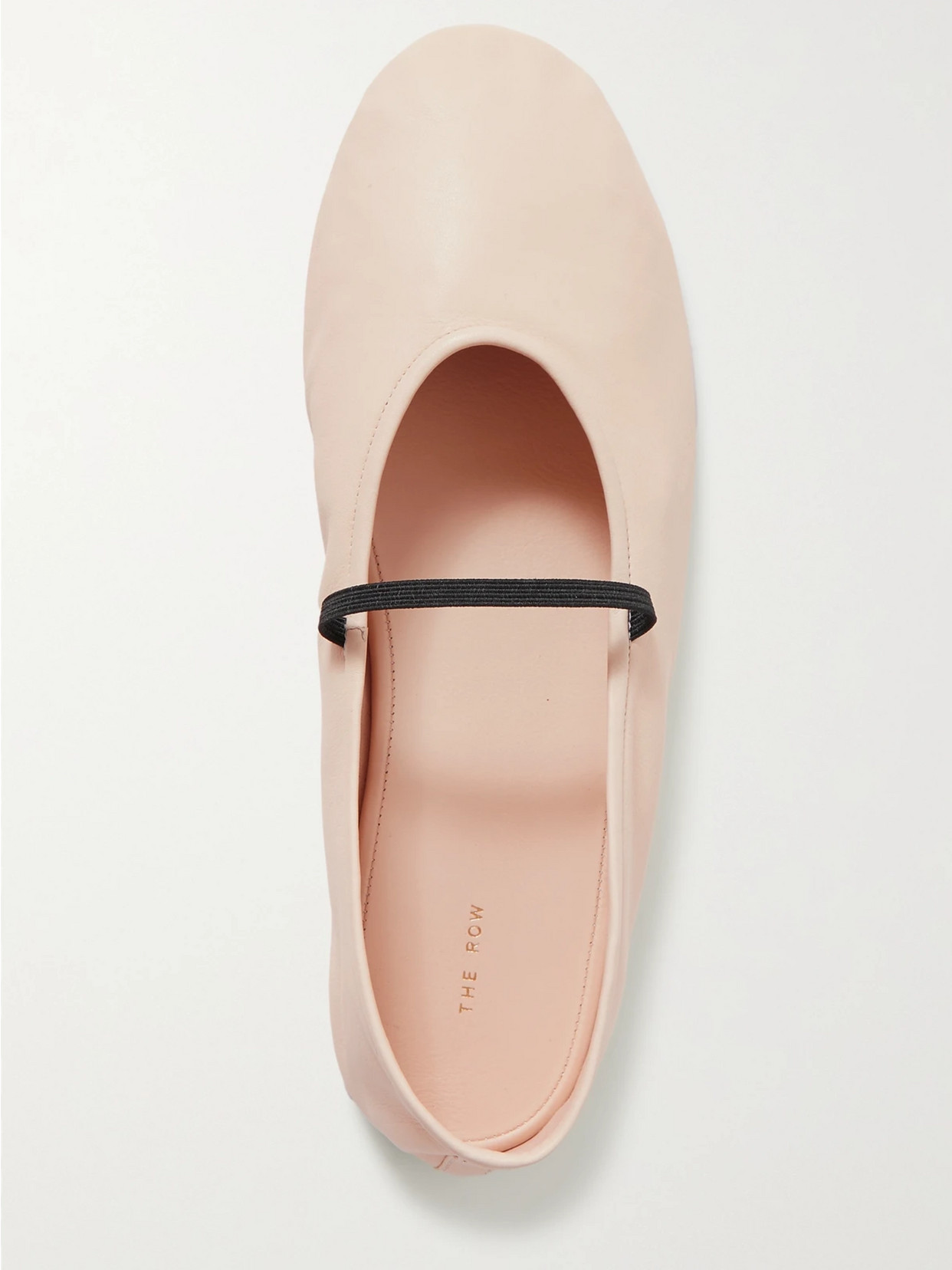 Shop The Row Elastic Leather Ballet Flats In Ecru