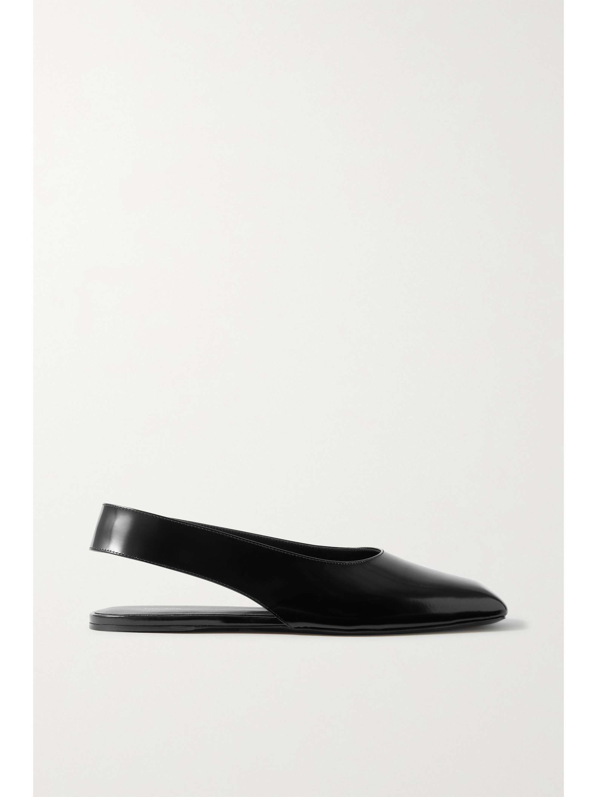 black leather slingback flats