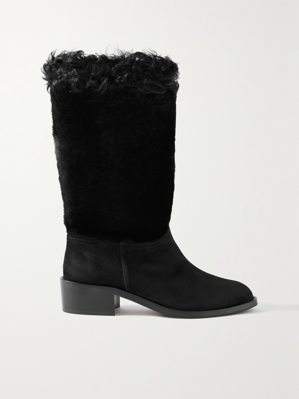 Aquazzura 45 Shearling And Suede Boots - Black
