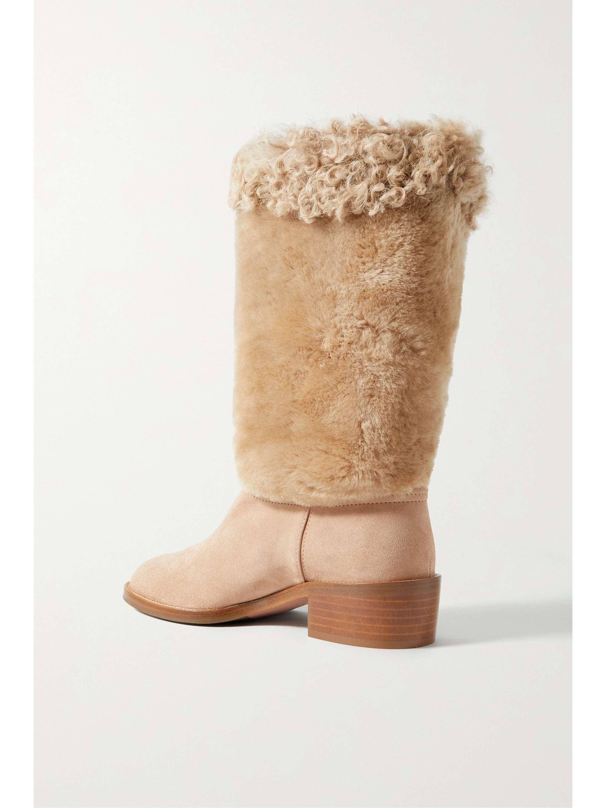 AQUAZZURA 45 shearling and suede boots