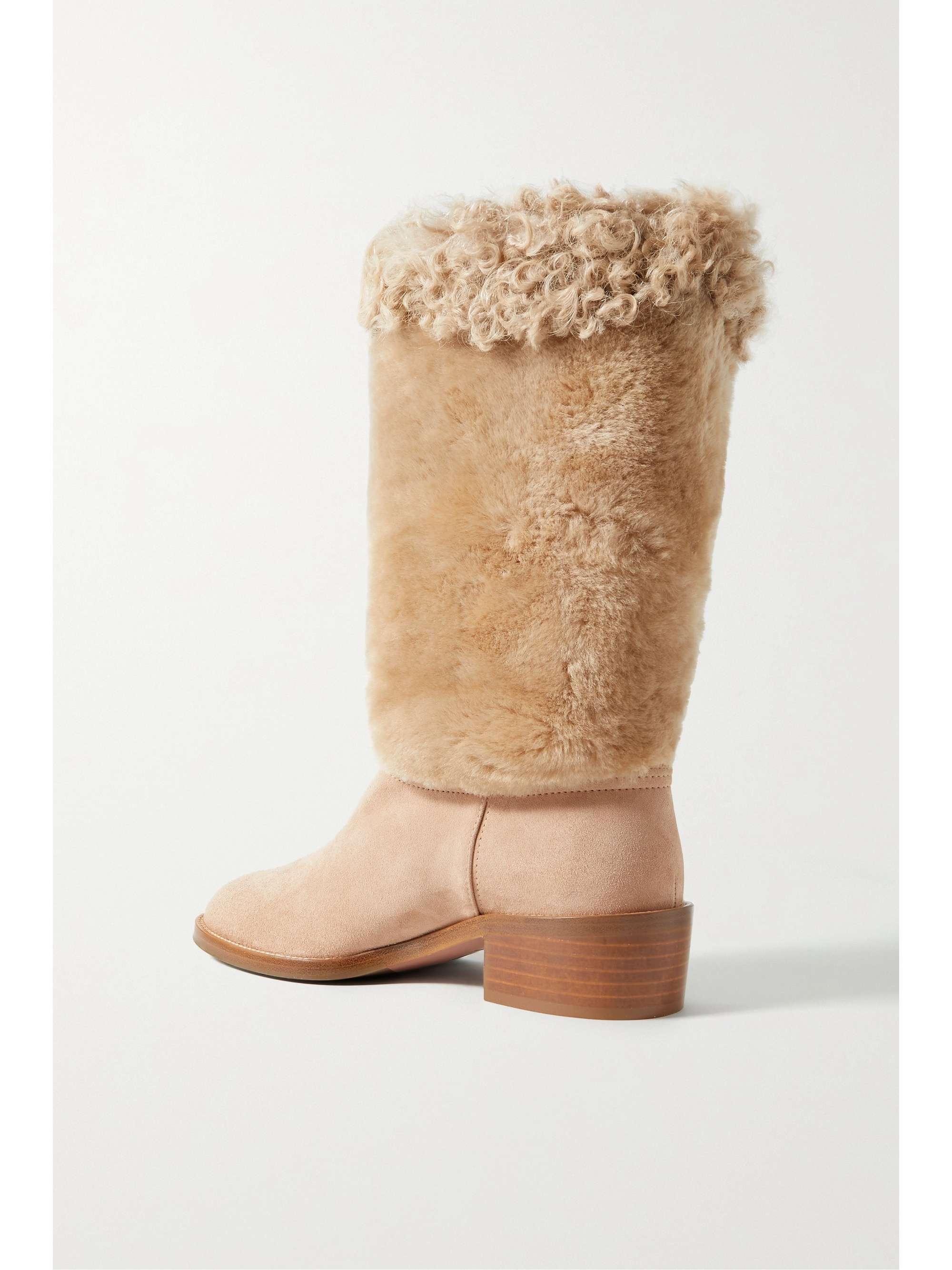 AQUAZZURA 45 shearling and suede boots | NET-A-PORTER