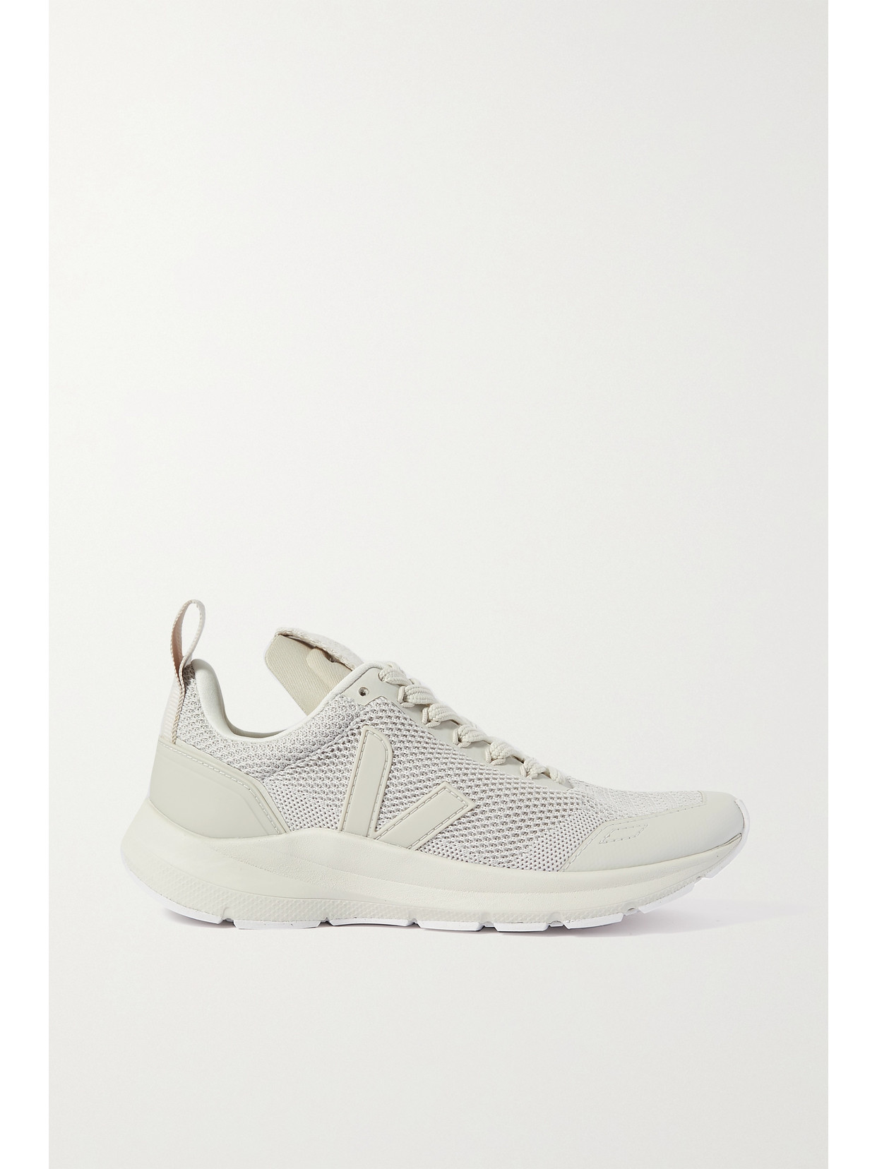 RICK OWENS + VEJA RUBBER-TRIMMED V-KNIT SNEAKERS