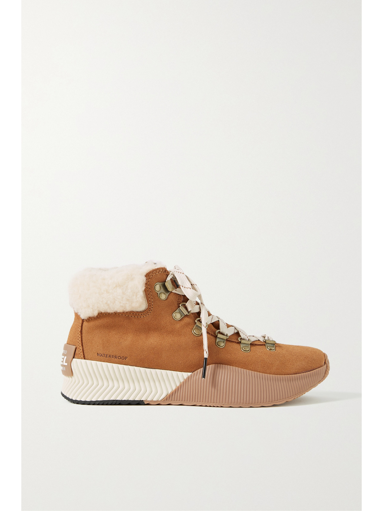 SOREL OUT 'N ABOUT III CONQUEST FAUX SHEARLING-LINED SUEDE ANKLE BOOTS