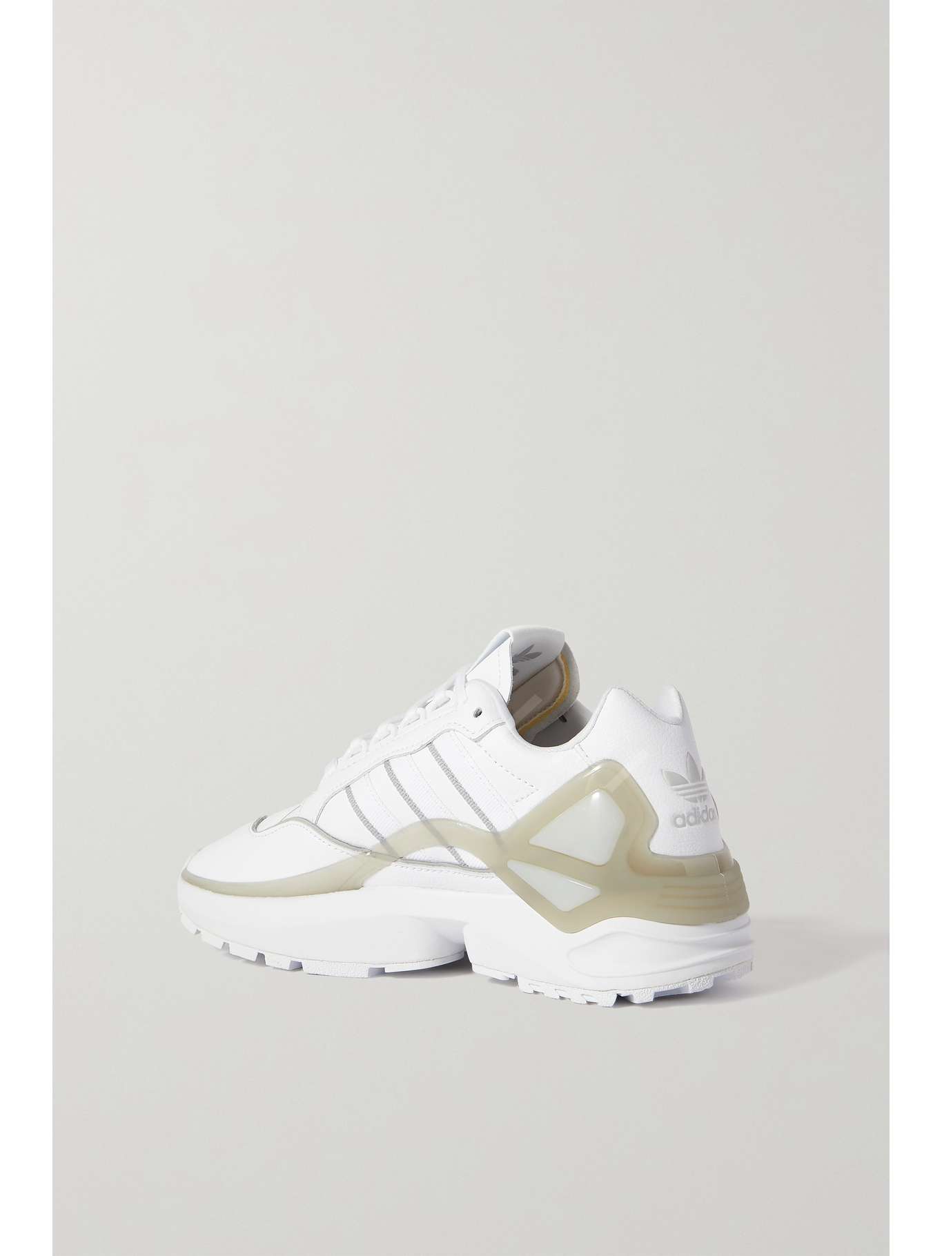 White ZX Wavian grosgrain-trimmed leather and rubber sneakers | ADIDAS ORIGINALS | NET-A-PORTER