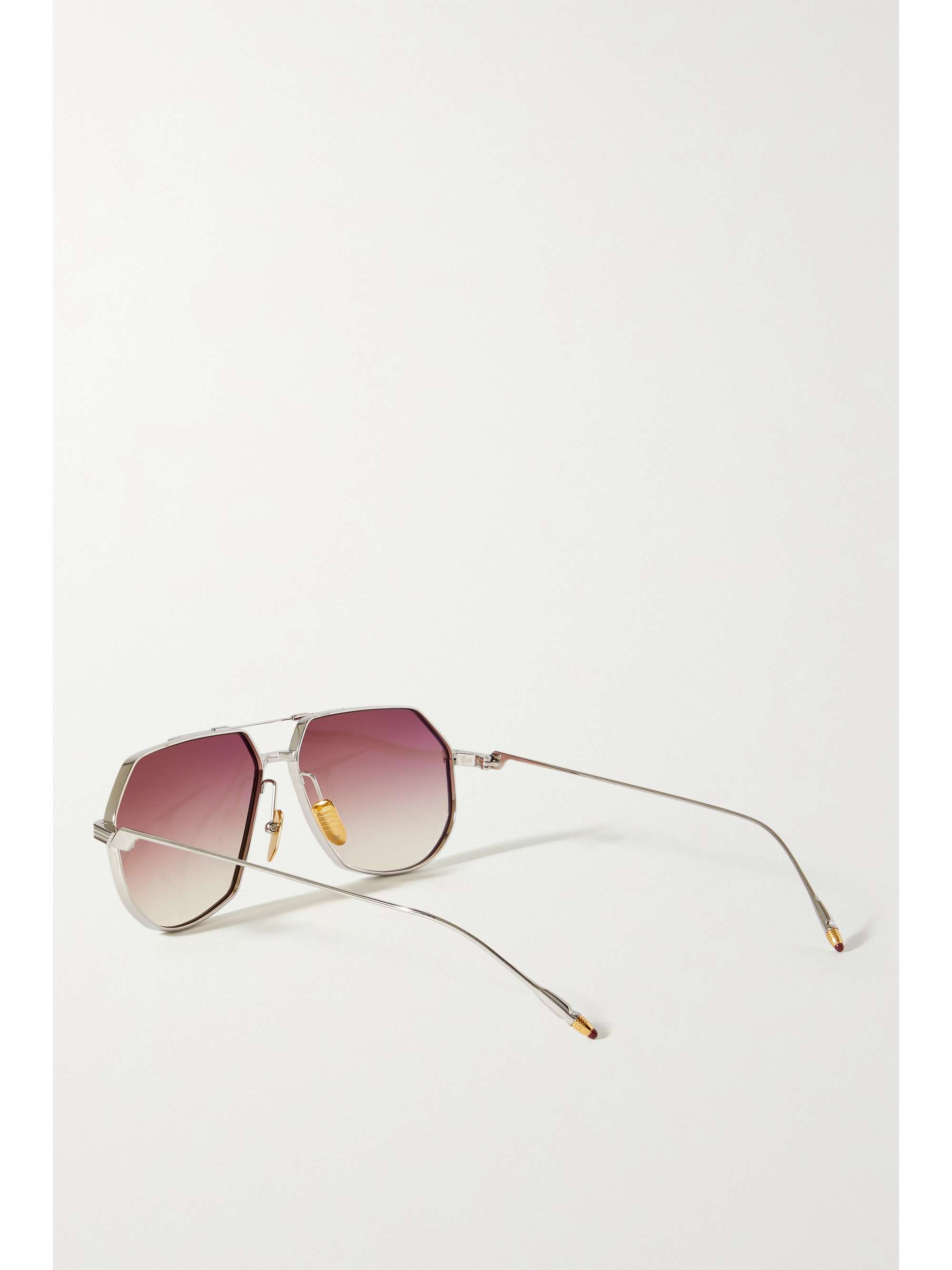 JACQUES MARIE MAGE Lunettes de soleil aviateur en métal argenté et doré Reynold