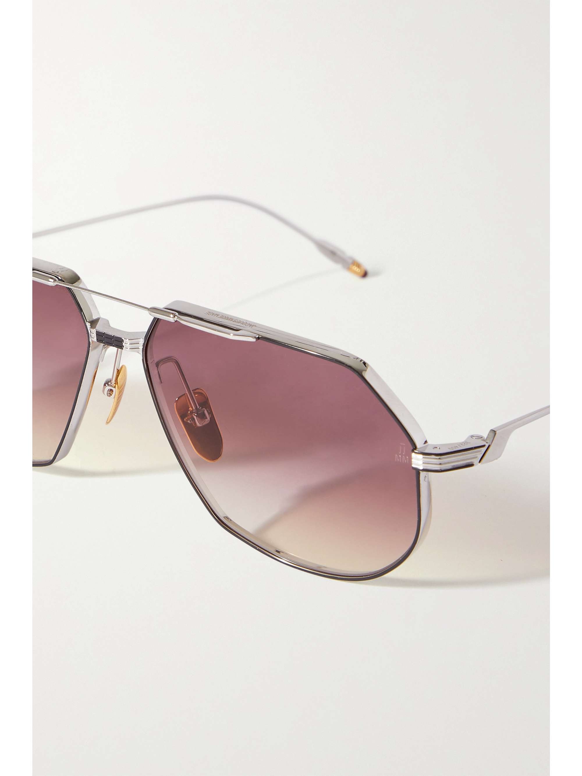 JACQUES MARIE MAGE Lunettes de soleil aviateur en métal argenté et doré Reynold