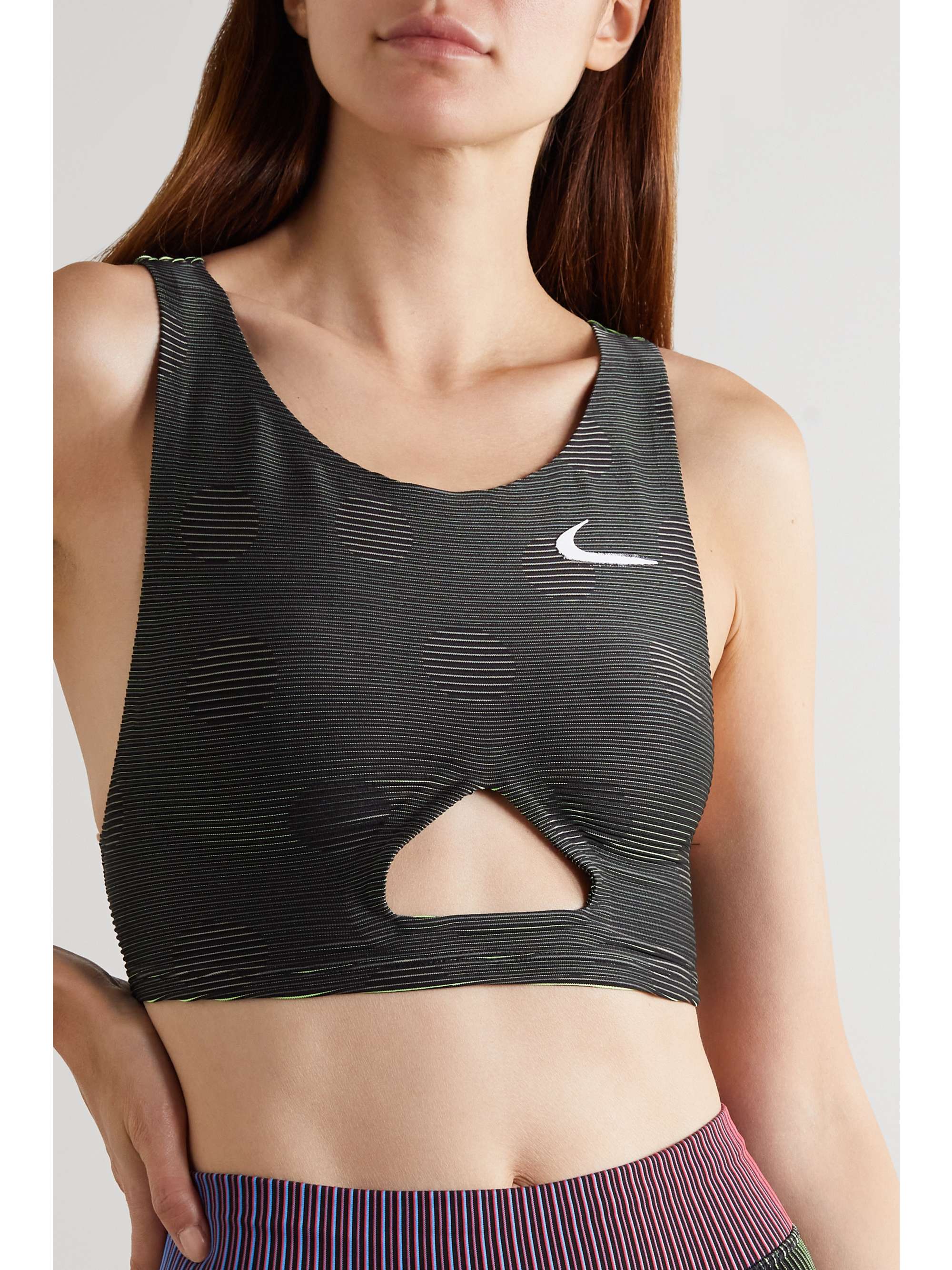 NIKE + Off-White NRG cutout printed stretch-jacquard sports bra