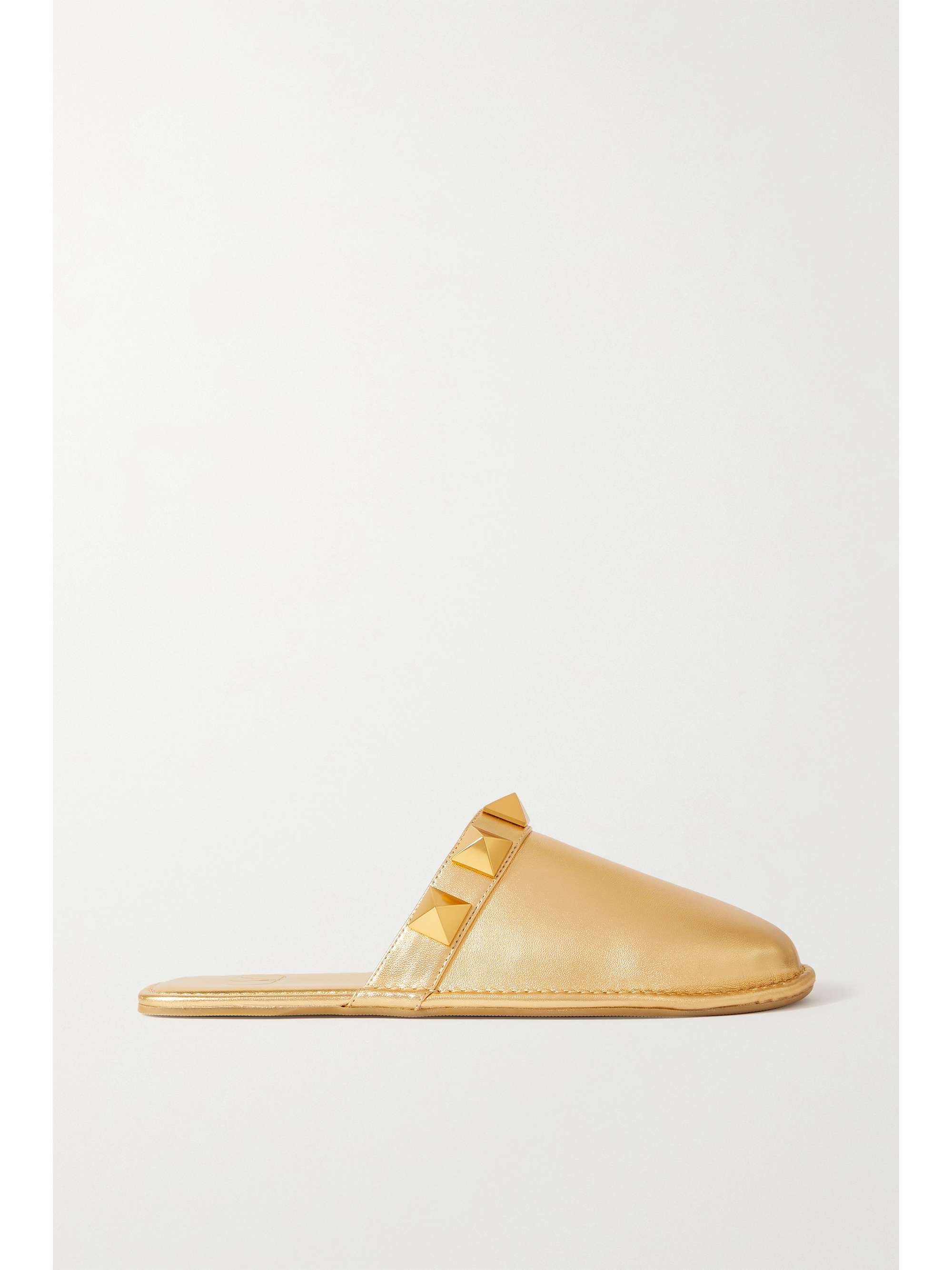 VALENTINO GARAVANI Roman Stud metallic leather slippers | NET-A-PORTER