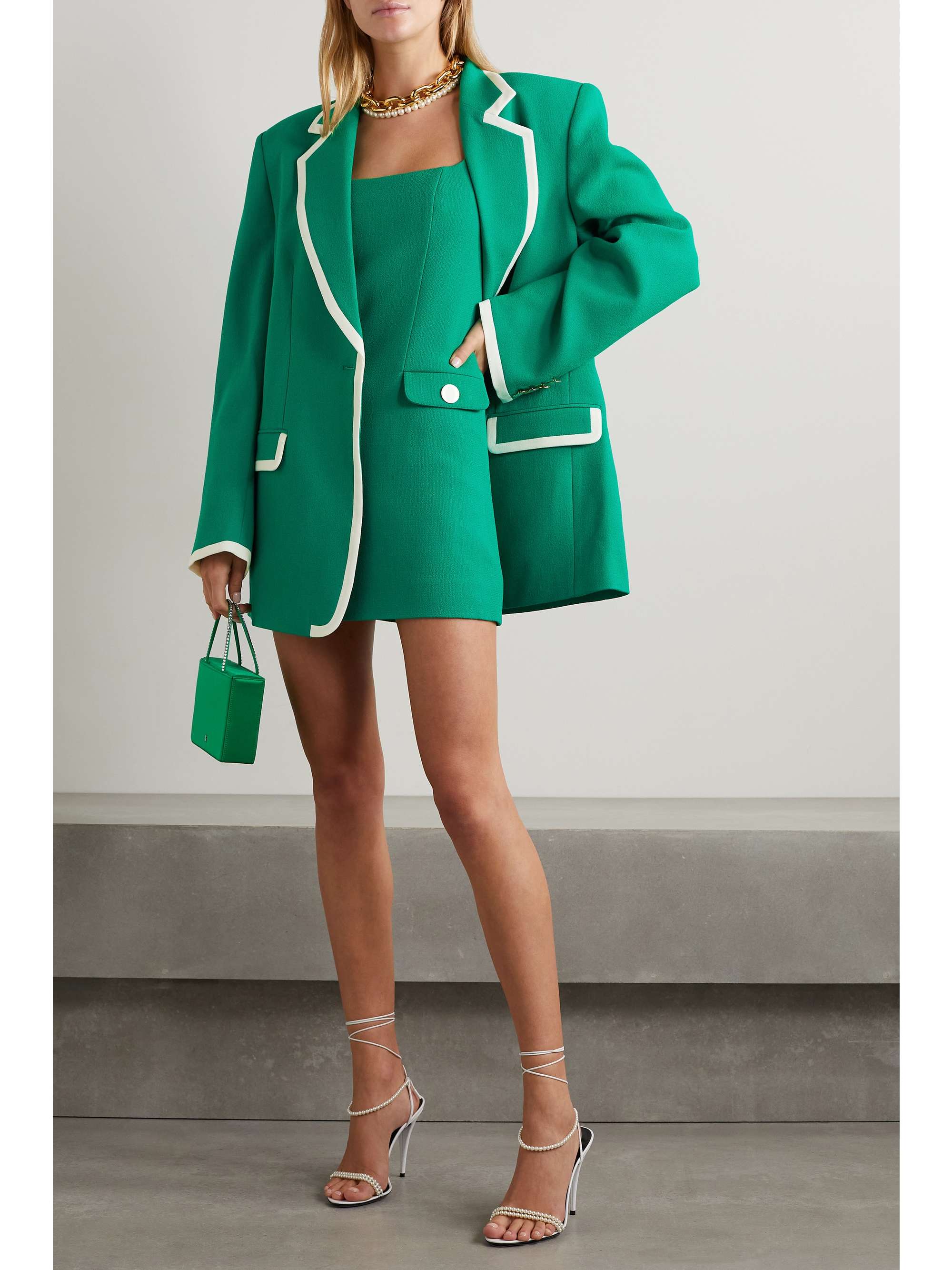 ROWEN ROSE Oversized two-tone wool-crepe blazer