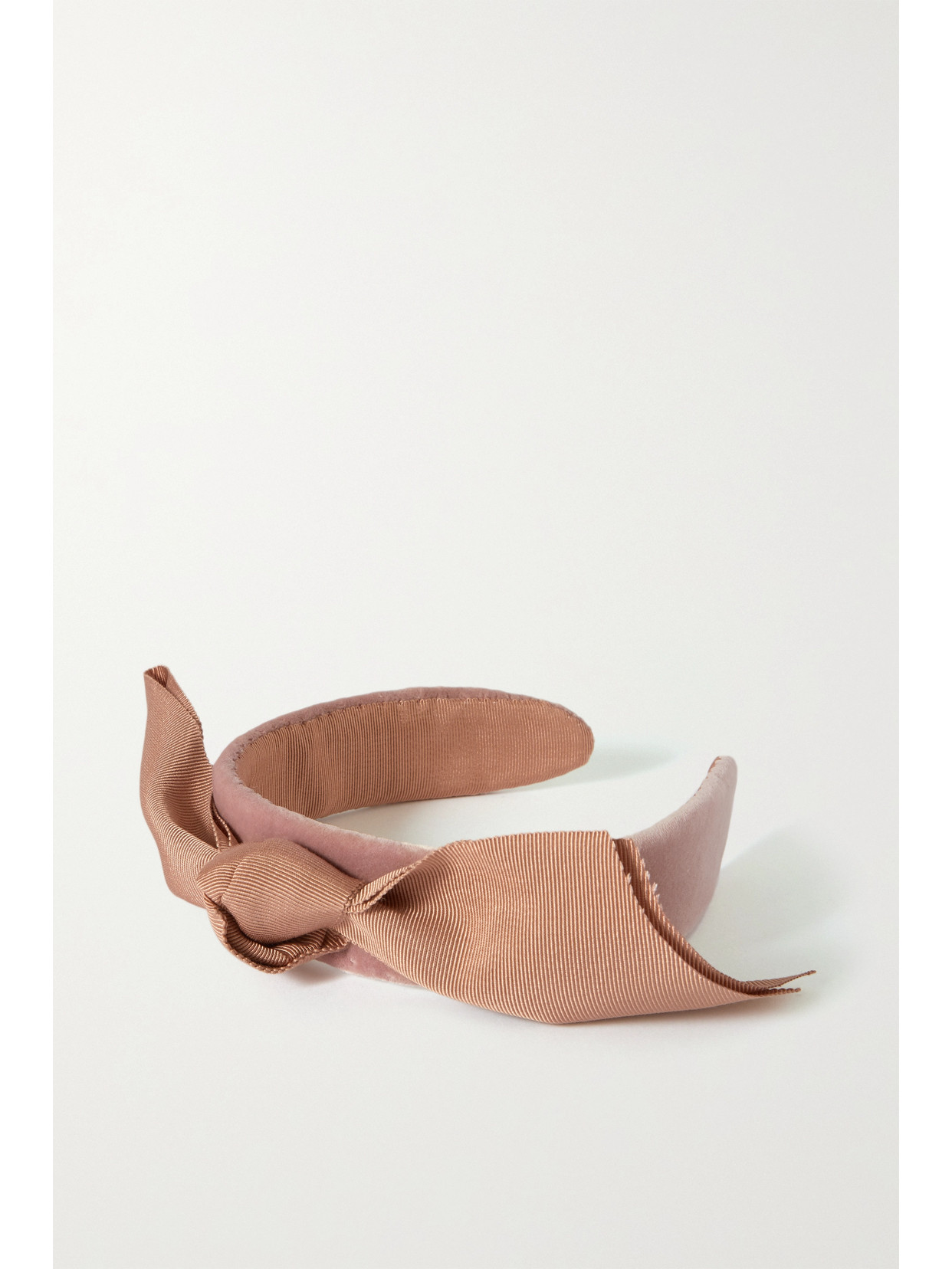 PRUDENCE MILLINERY Bow-detailed Grosgrain-trimmed Velvet Headband