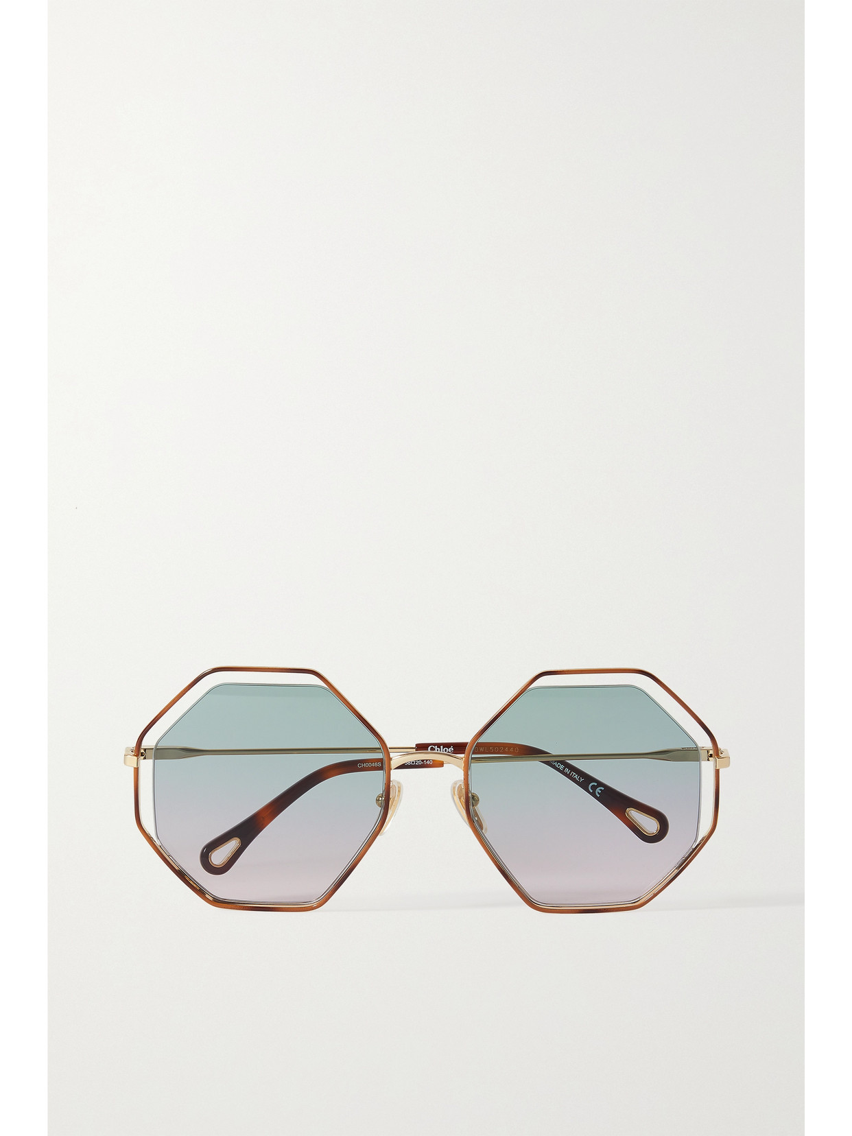 CHLOÉ POPPY OCTAGON-FRAME GOLD-TONE SUNGLASSES