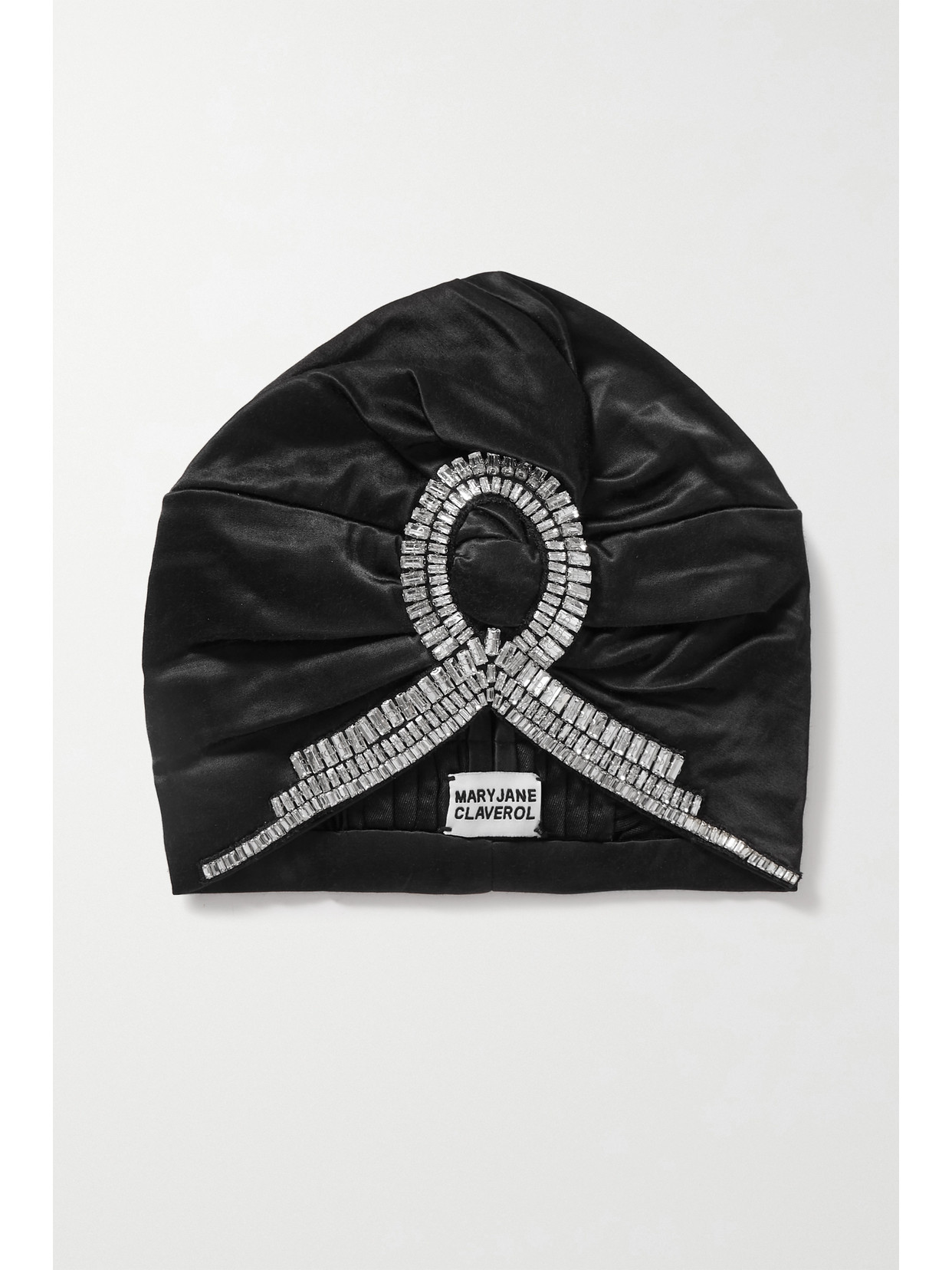 MARY JANE CLAVEROL OPERA CRYSTAL-EMBELLISHED STRETCH-SATIN TURBAN