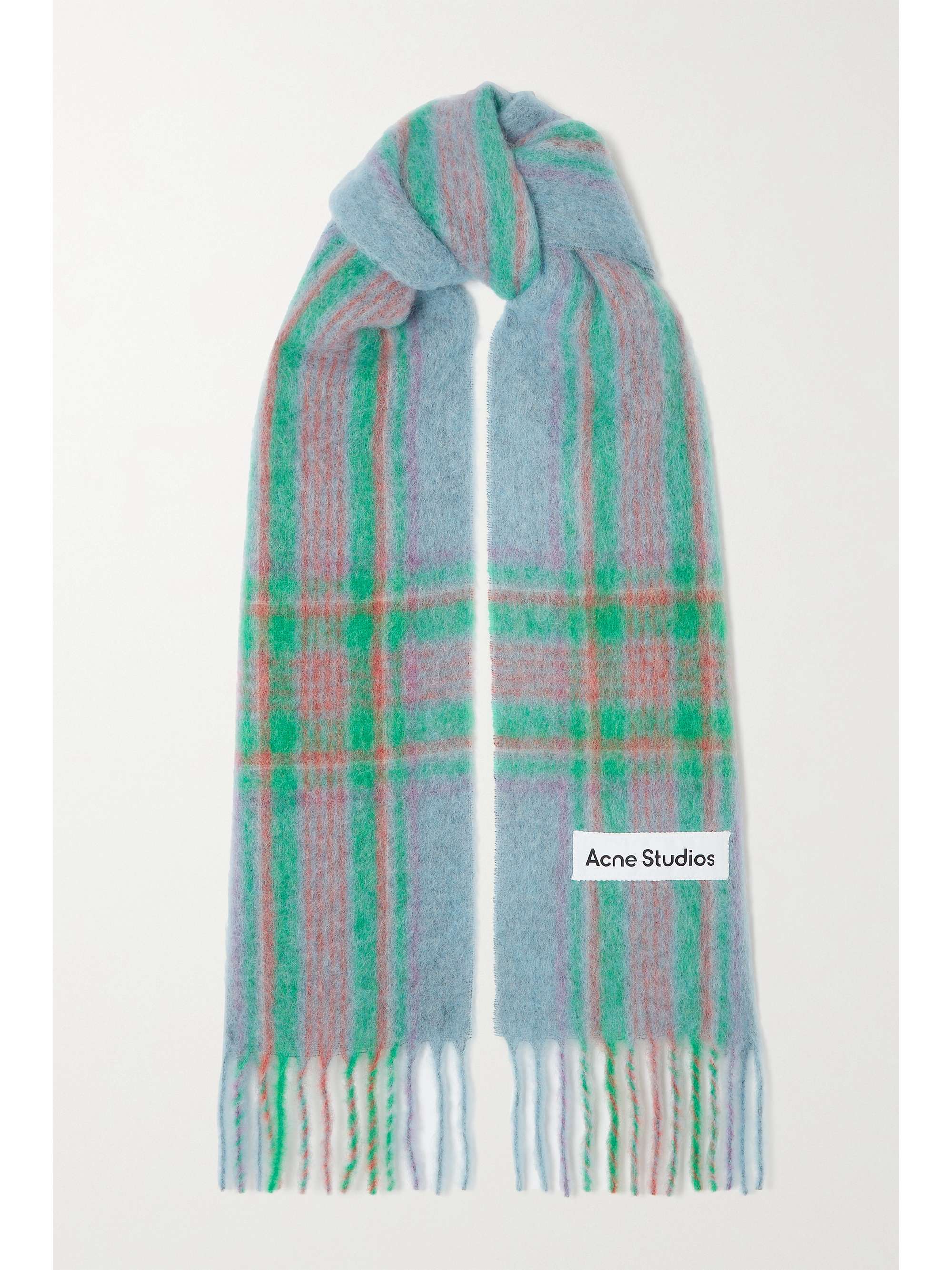 ACNE STUDIOS Fringed checked knitted scarf