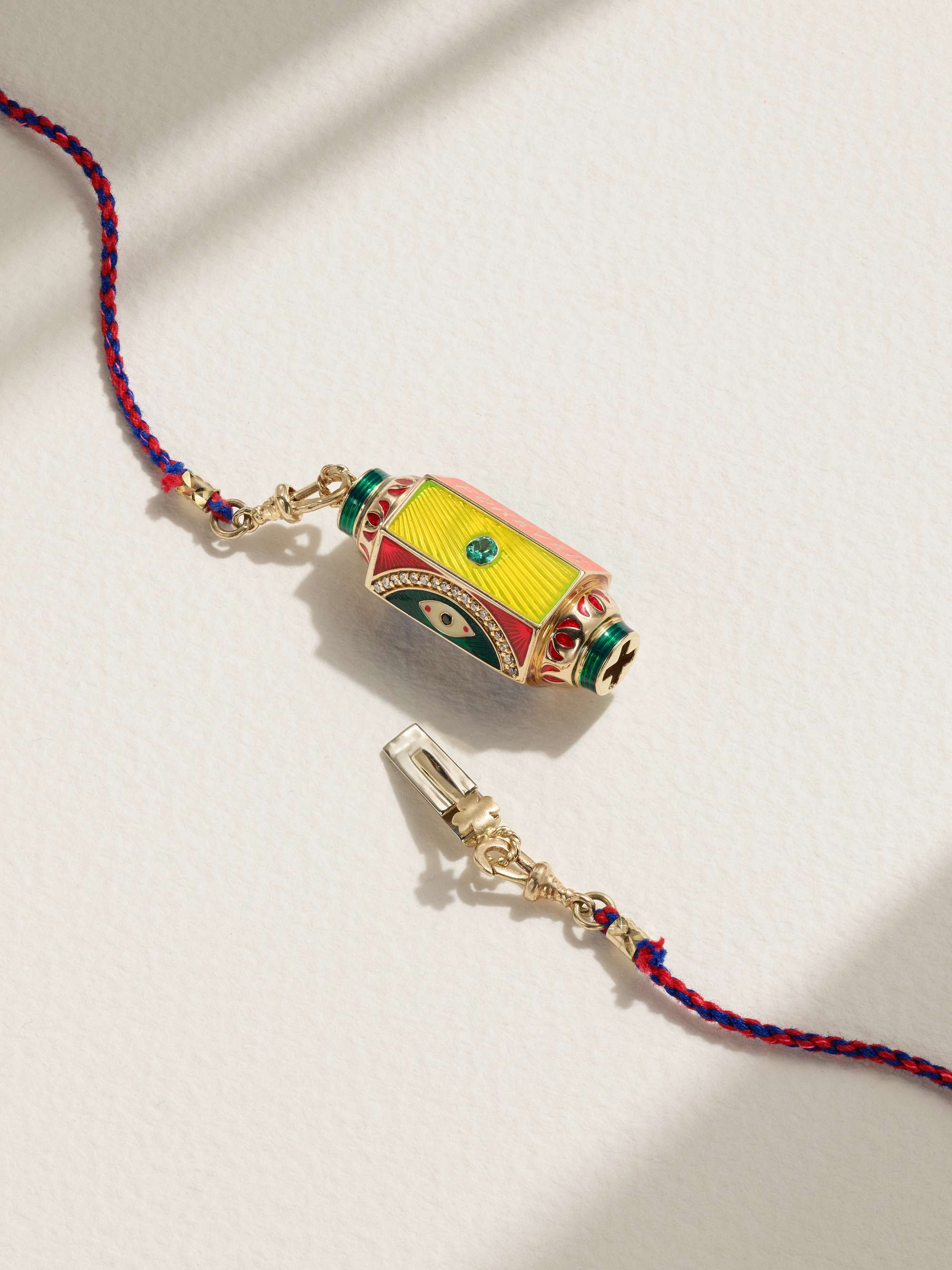 MARIE LICHTENBERG Evil Eye 14-karat gold, enamel, pearl and diamond necklace