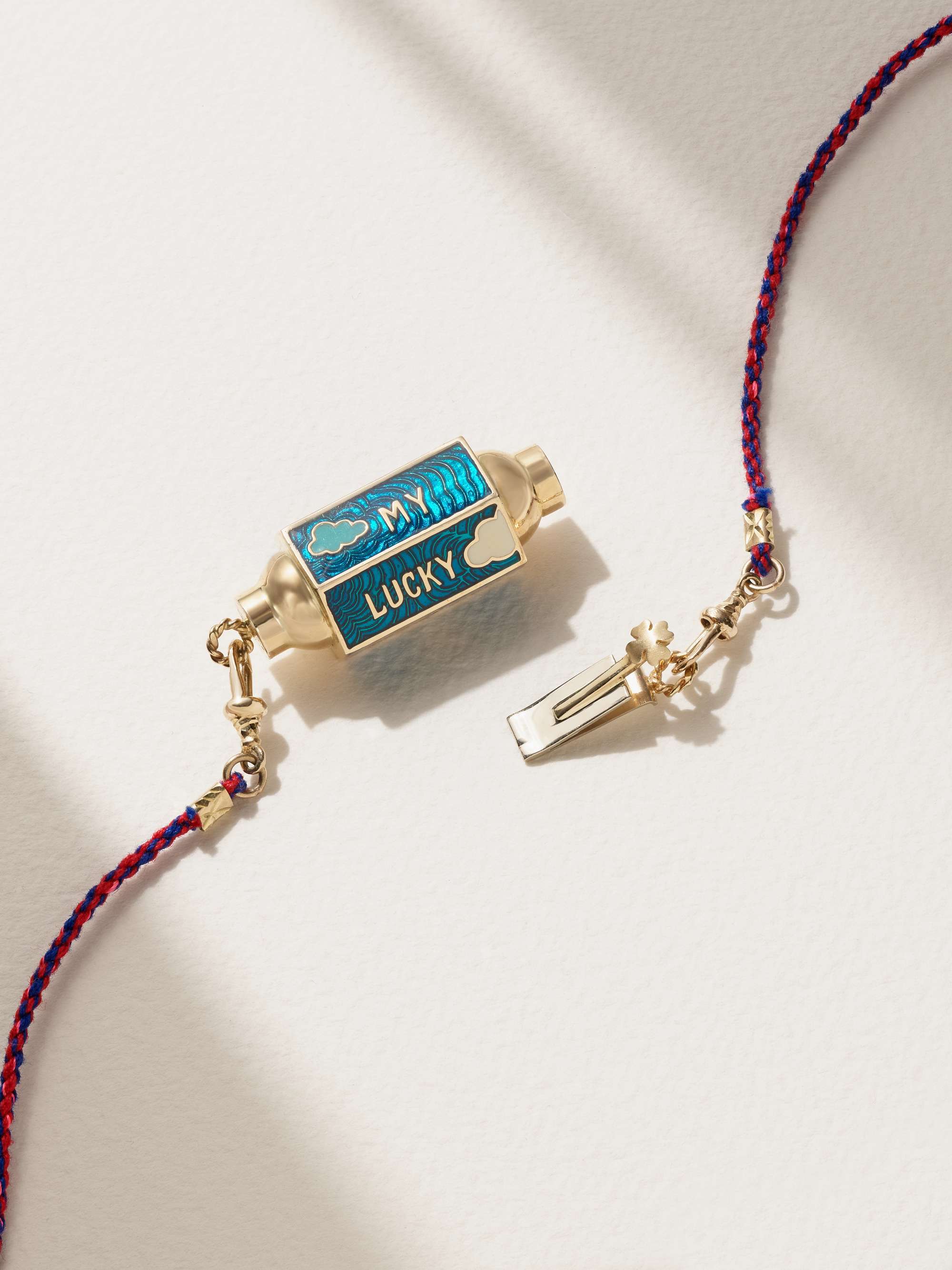 MARIE LICHTENBERG Evil Eye 14-karat gold, enamel, pearl and diamond necklace