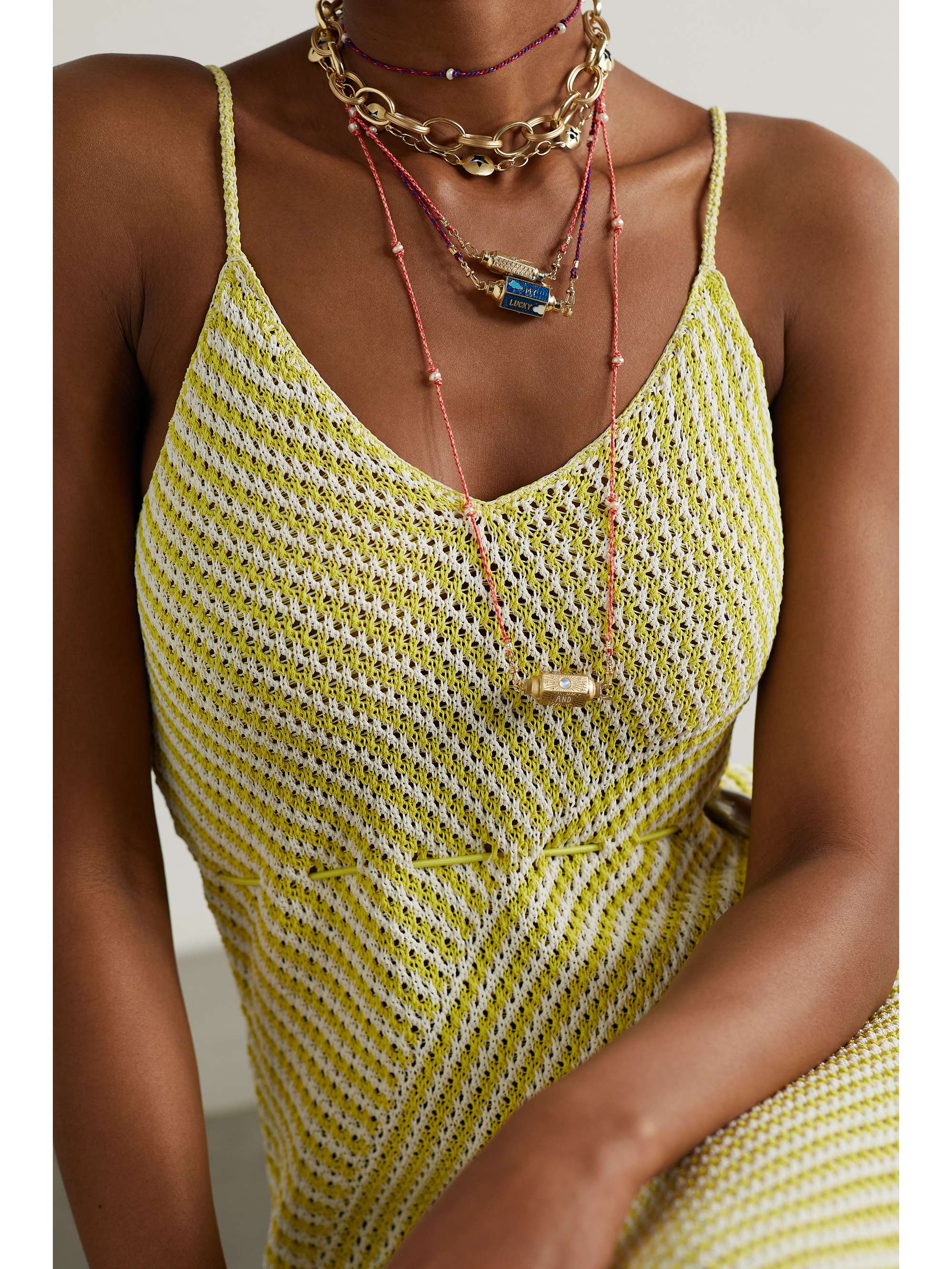 MARIE LICHTENBERG Evil Eye 14-karat gold, enamel, pearl and diamond necklace