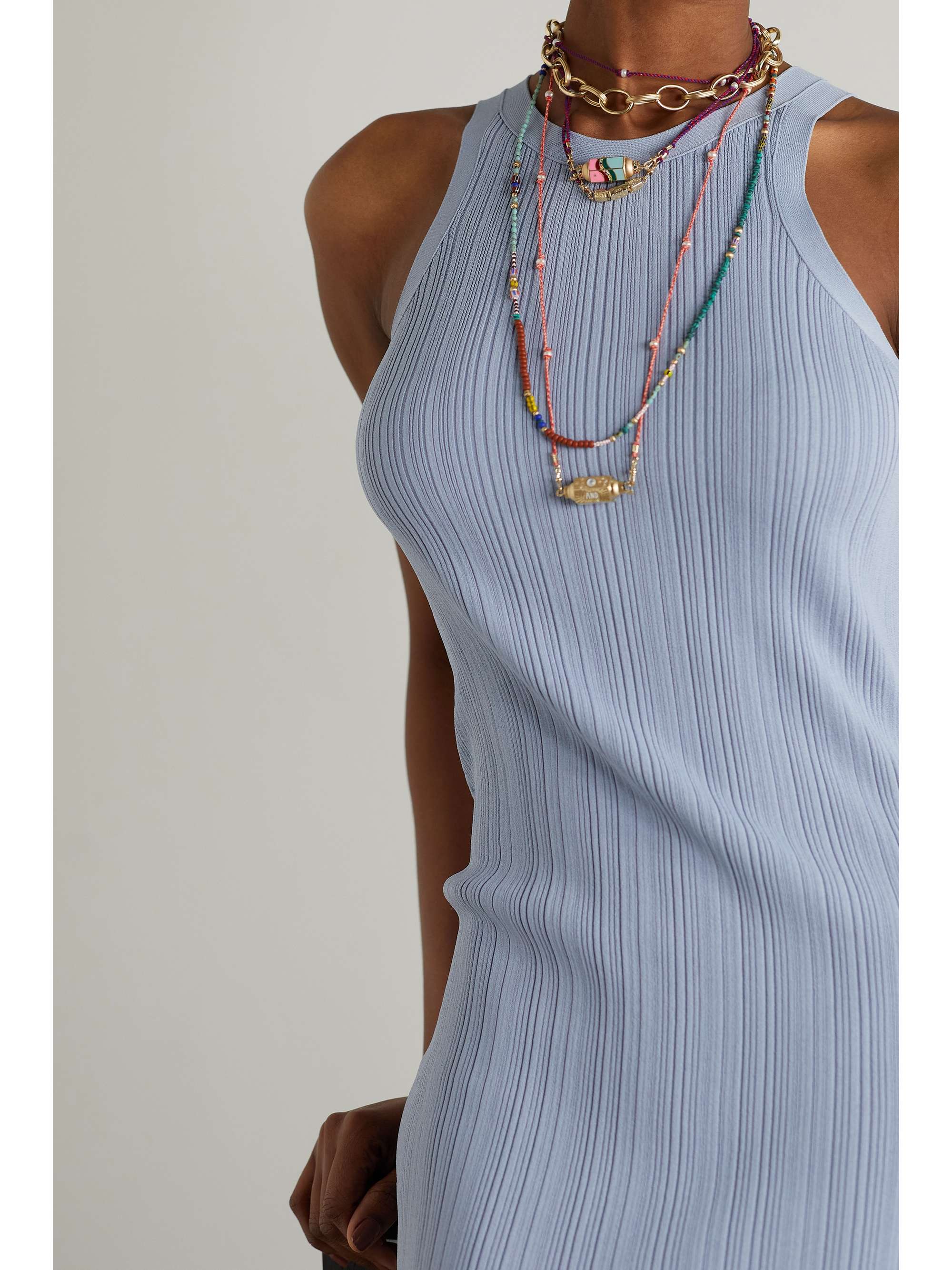 MARIE LICHTENBERG Evil Eye 14-karat gold, enamel, pearl and diamond necklace