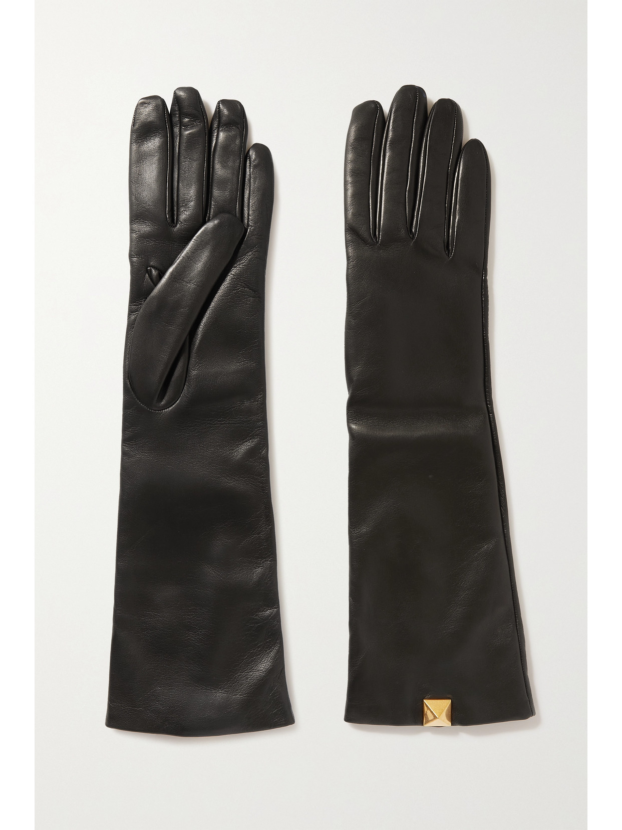 Roman Stud Leather Gloves In Black