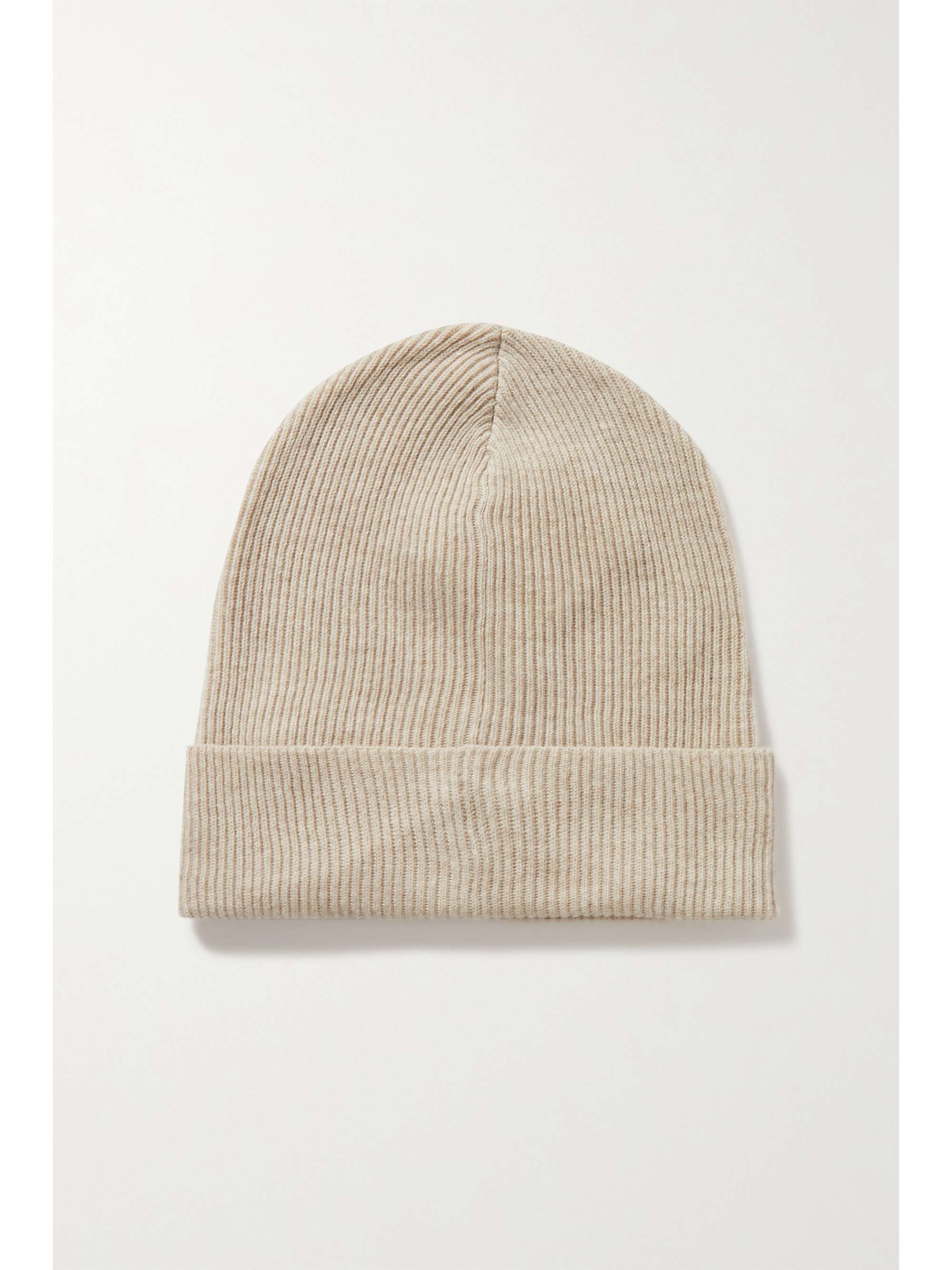 Sand Bead-embellished ribbed cashmere 