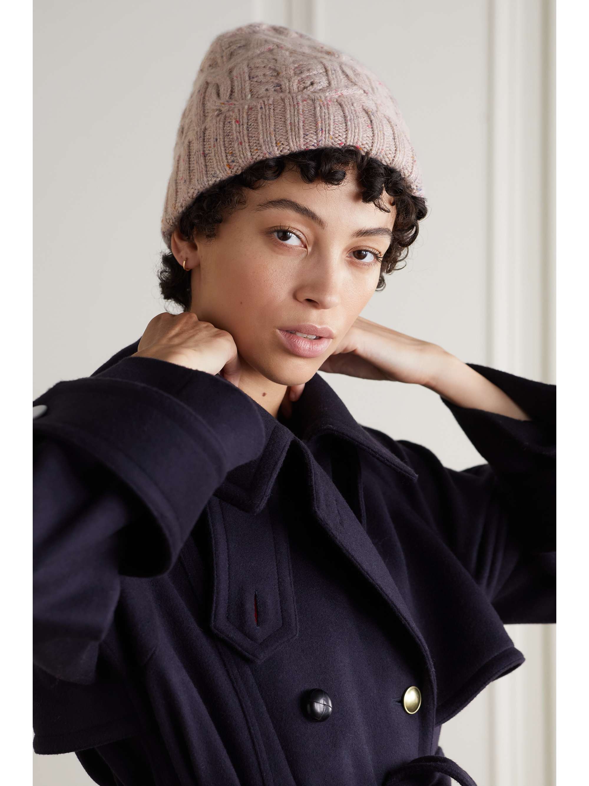 LORO PIANA Cable-knit mélange cashmere beanie
