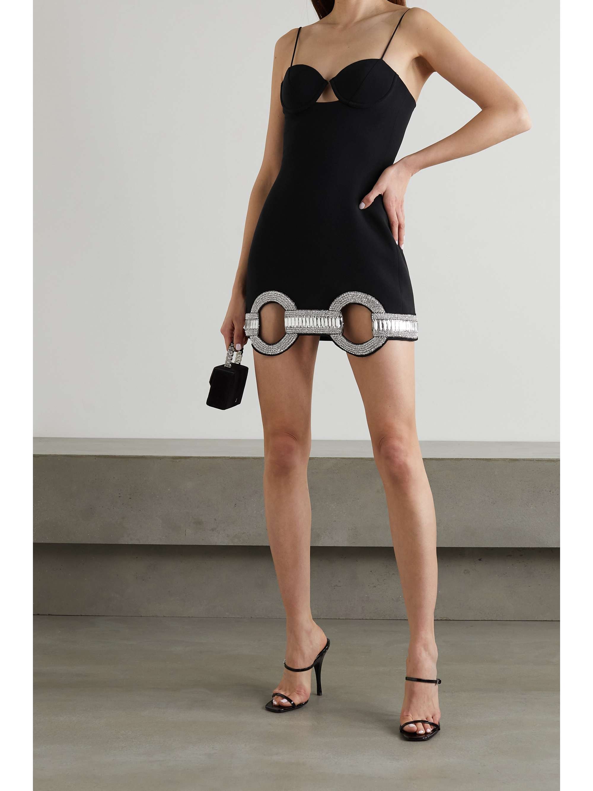 Black Crystal-embellished cutout cady 