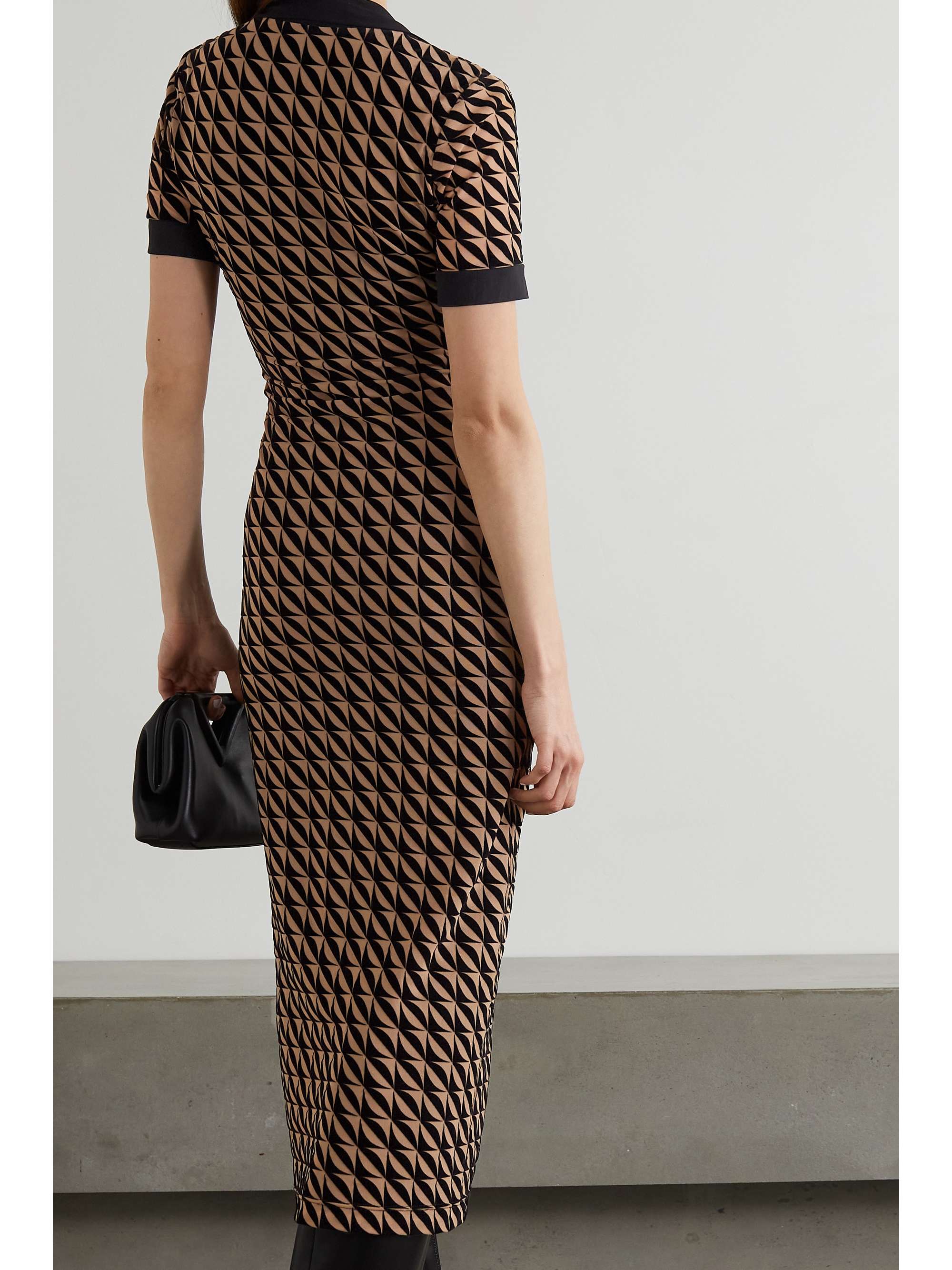 DAVID KOMA Flocked stretch-mesh midi dress