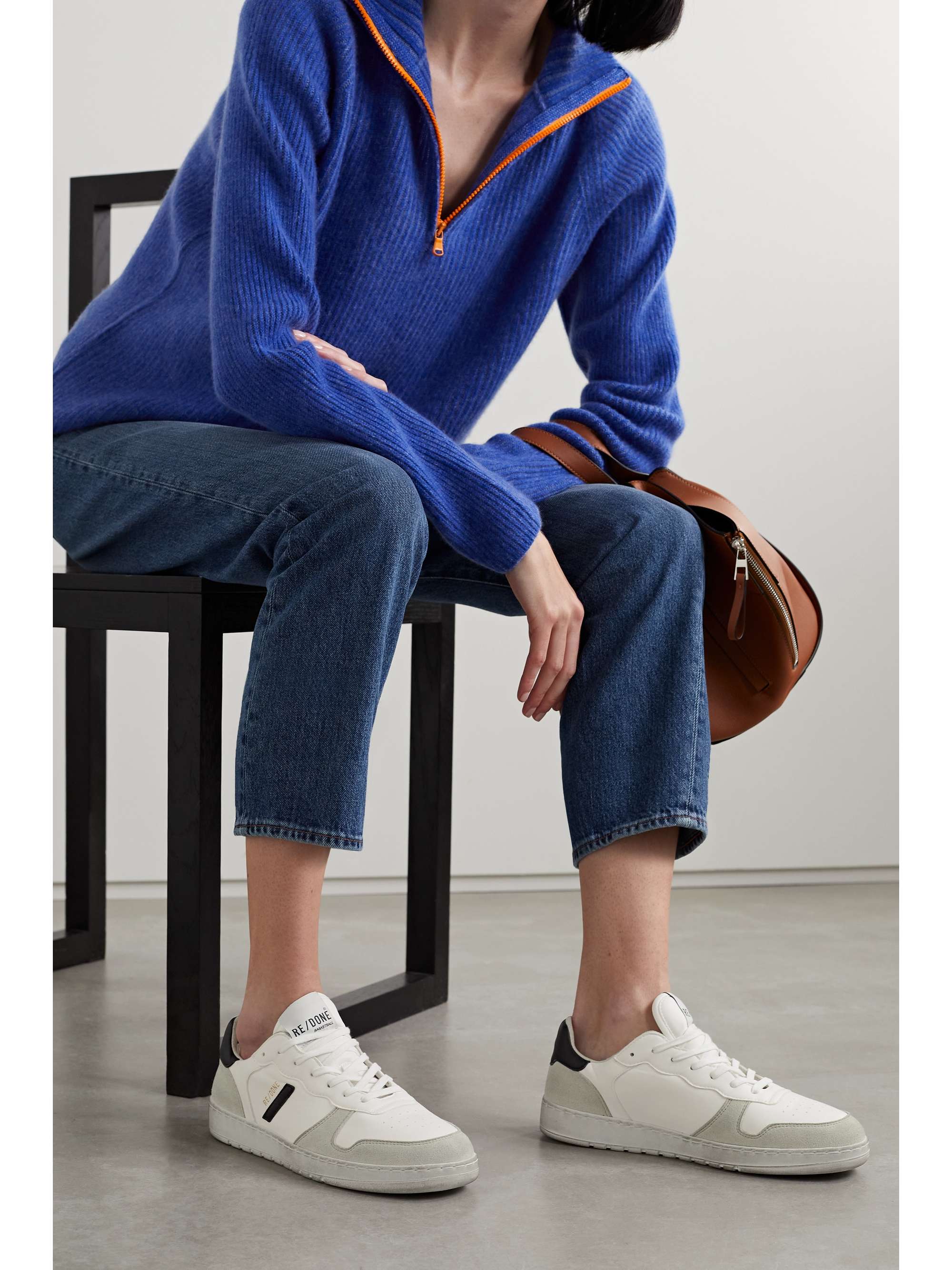 RE/DONE 80s Basketball vegan leather and suede sneakers
