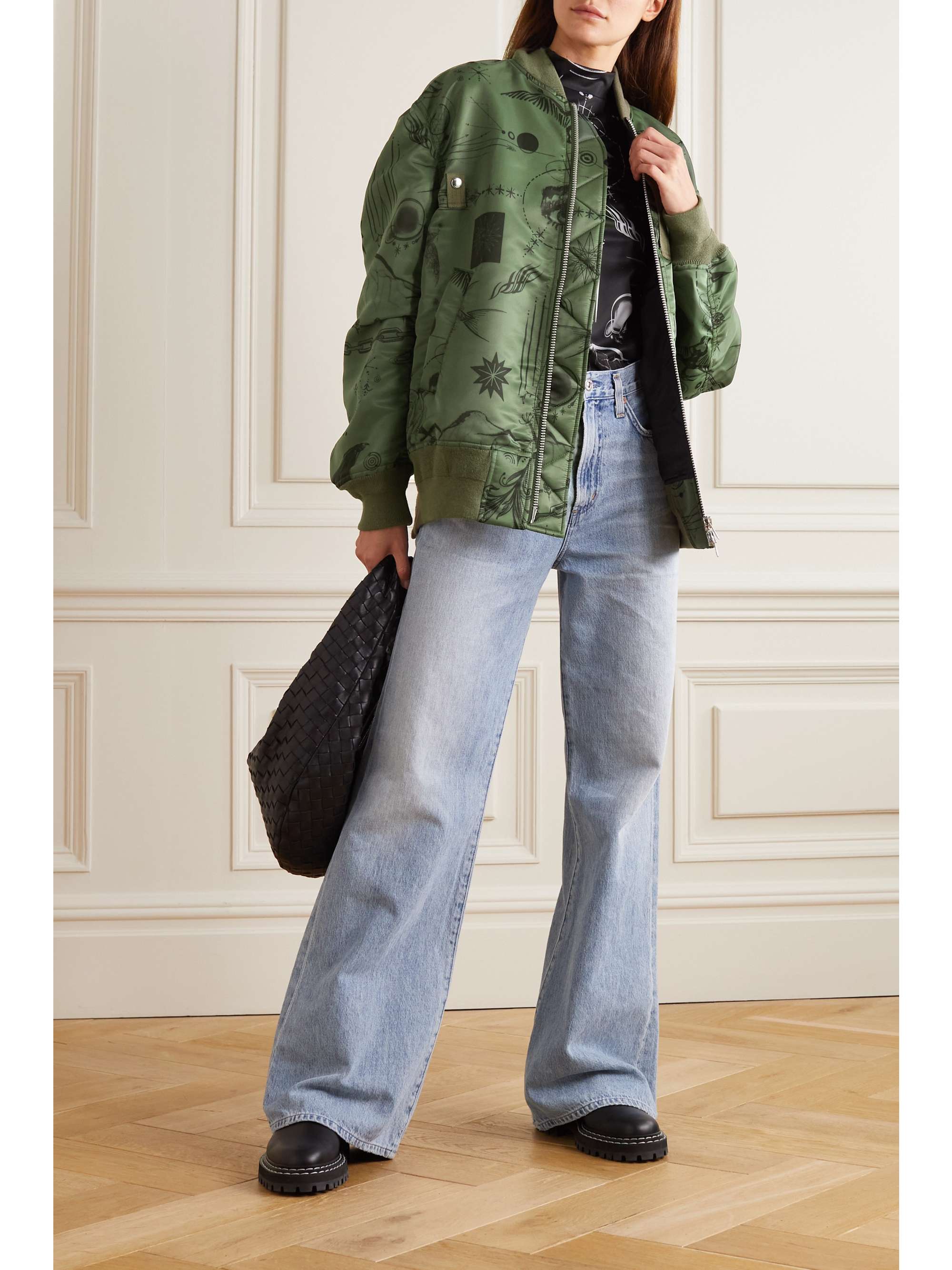 sacai denim bomber jacket