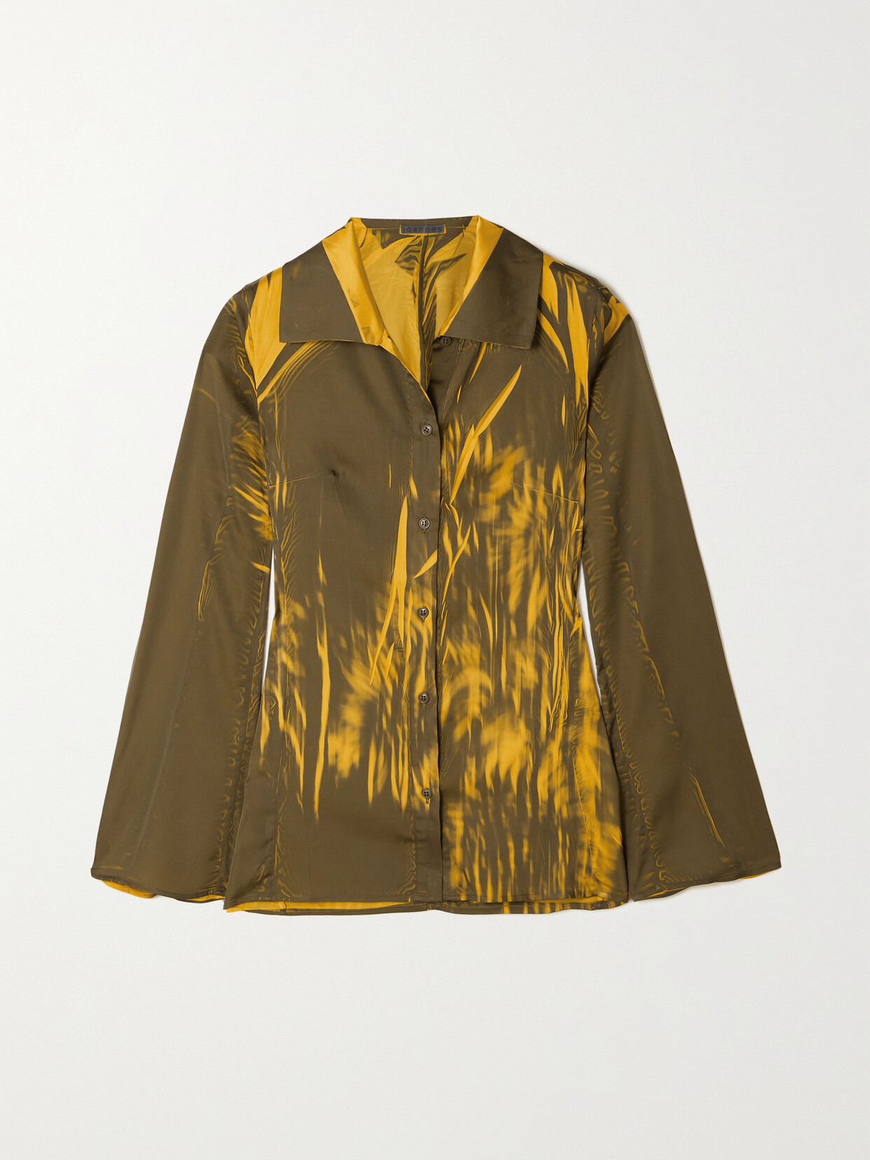 Ioannes Irene Printed Satin Shirt In Marigold
