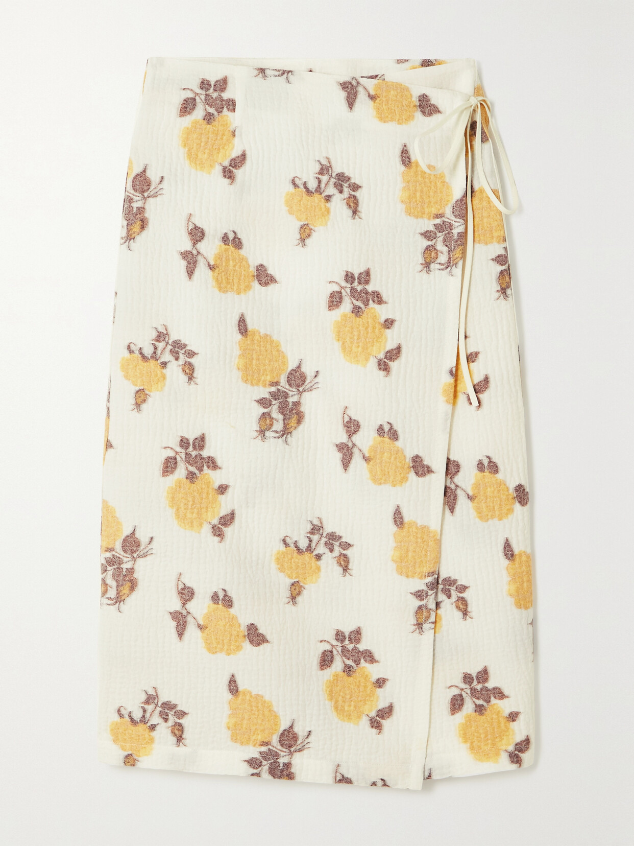 IOANNES + Net Sustain Romeo Floral-jacquard Wrap Skirt - White