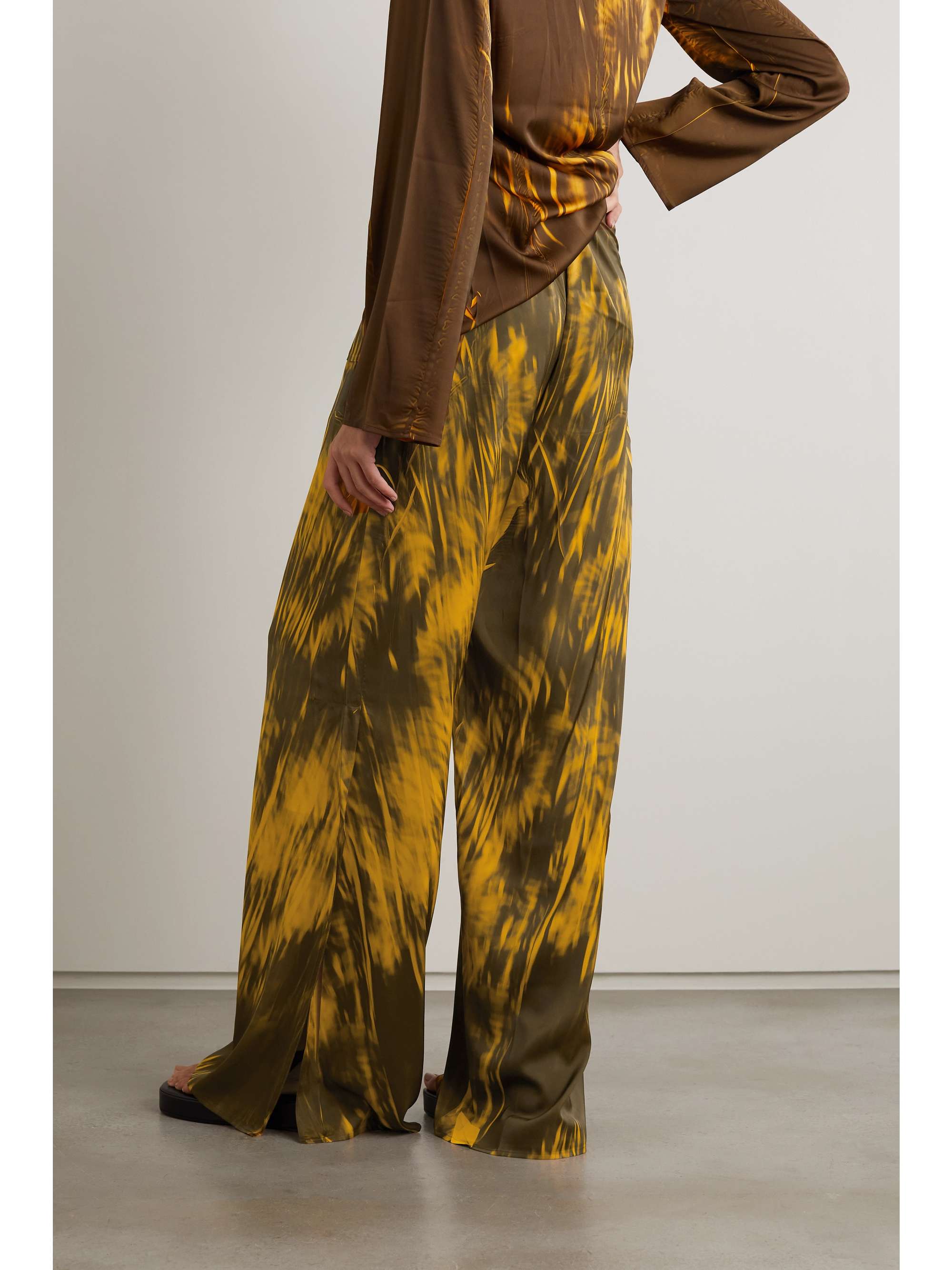 IOANNES Irene printed satin wide-leg pants