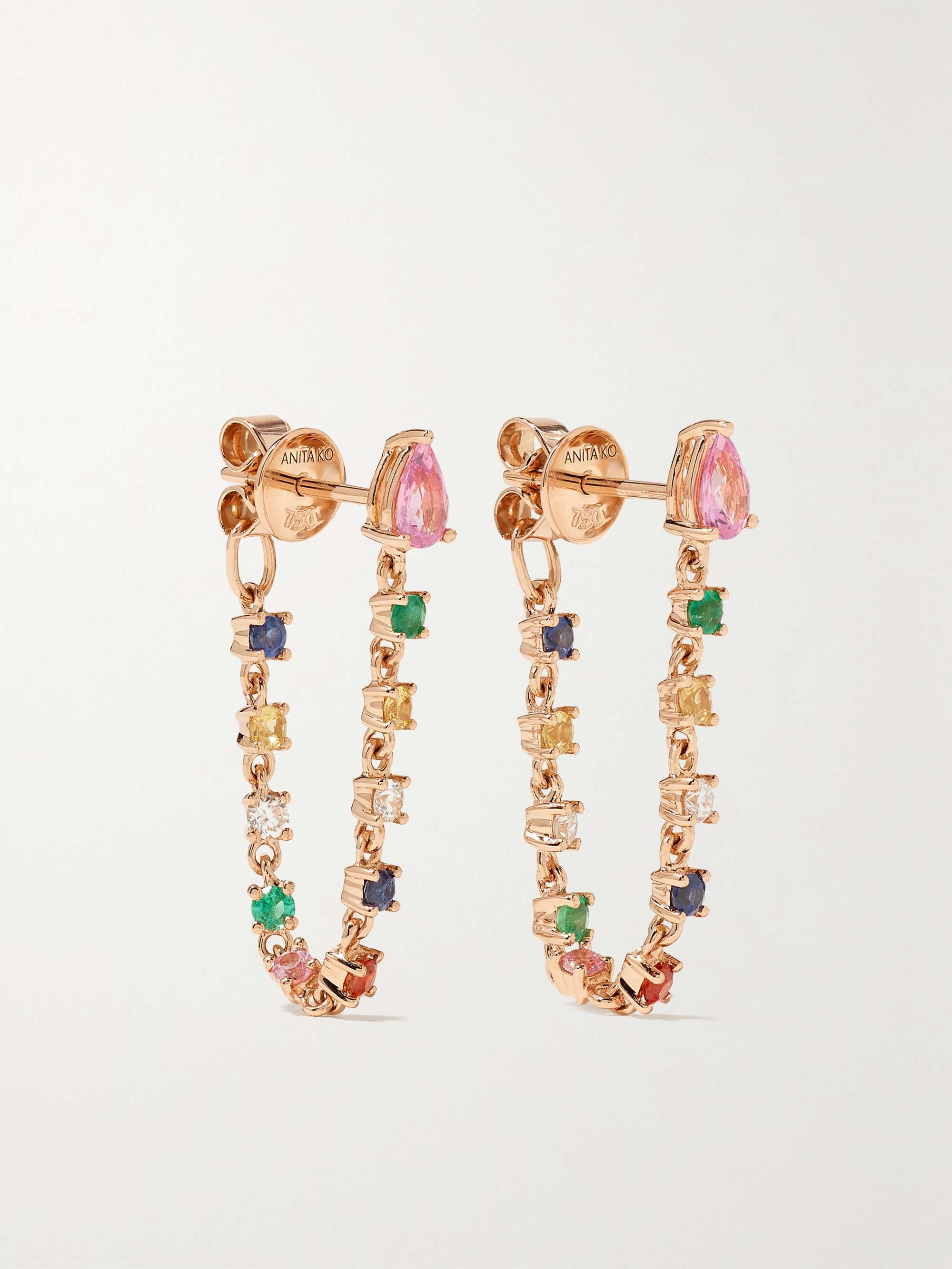 ANITA KO 18-karat rose gold, sapphire and diamond earrings | NET-A-PORTER