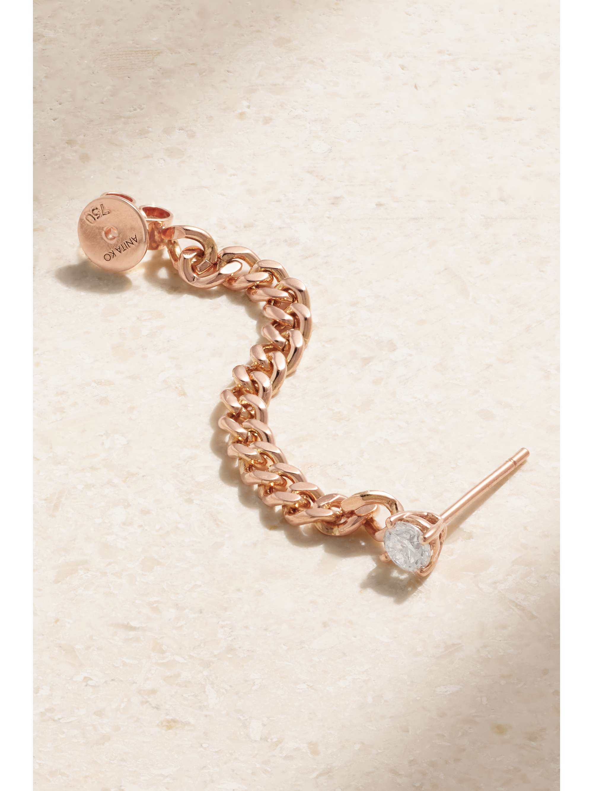 ANITA KO 18-karat rose gold diamond single hoop earring