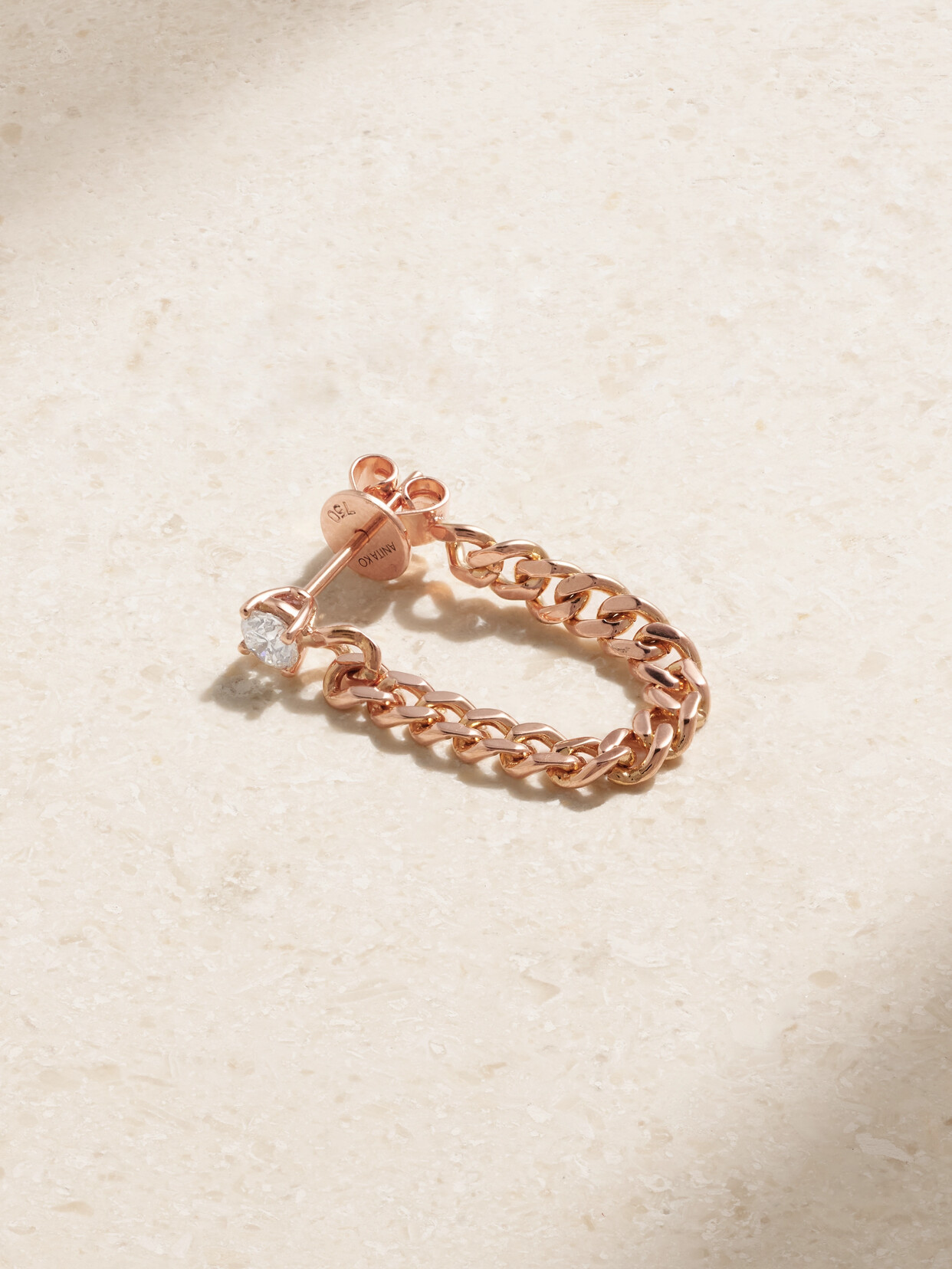 Anita Ko - 18-karat Rose Gold Diamond Single Hoop Earring - One size