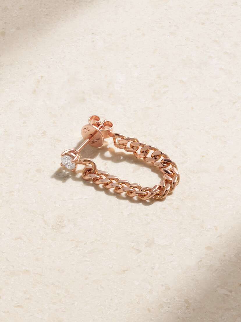 Anita Ko 18-karat Rose Gold Diamond Single Hoop Earring